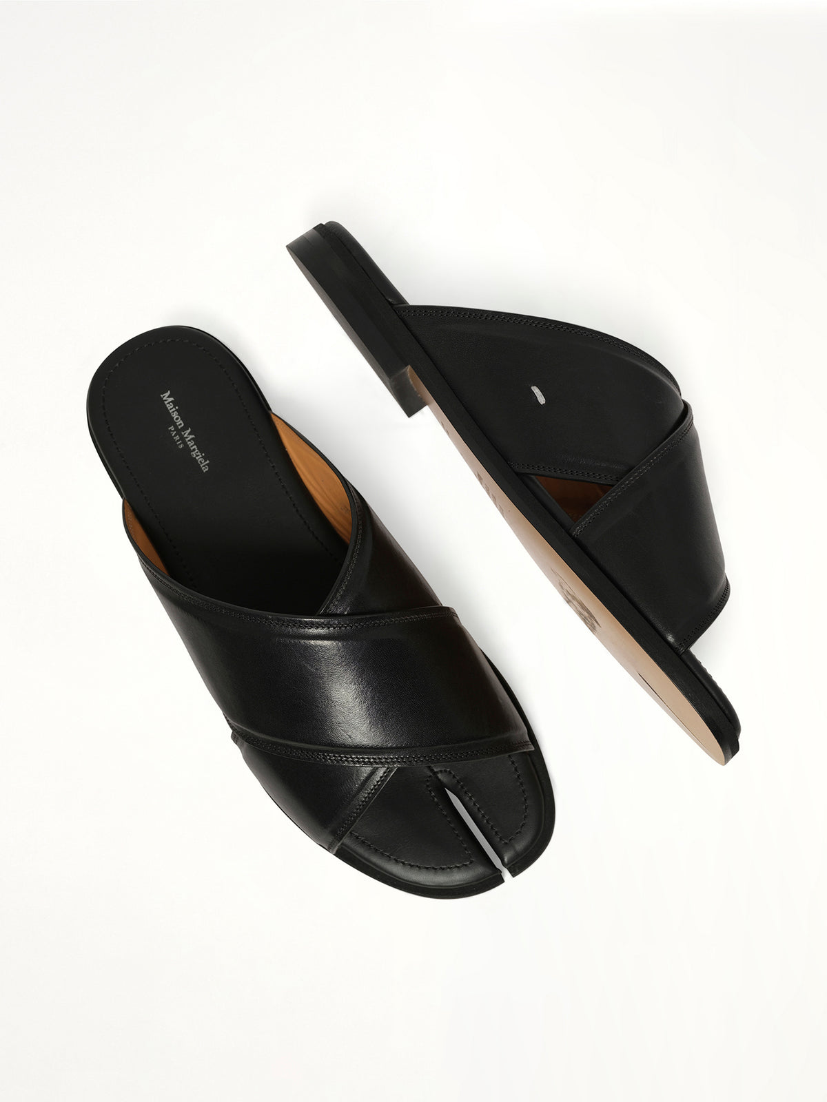 Tabi Numbers Crossed Sandal in Black Top View | MAISON MARGIELA