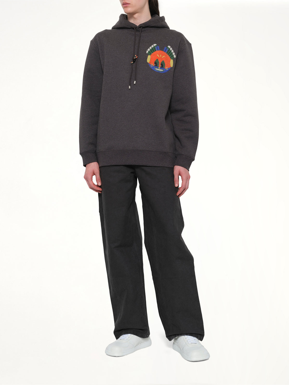 Louis Wain Hoodie in Dark Grey Melange