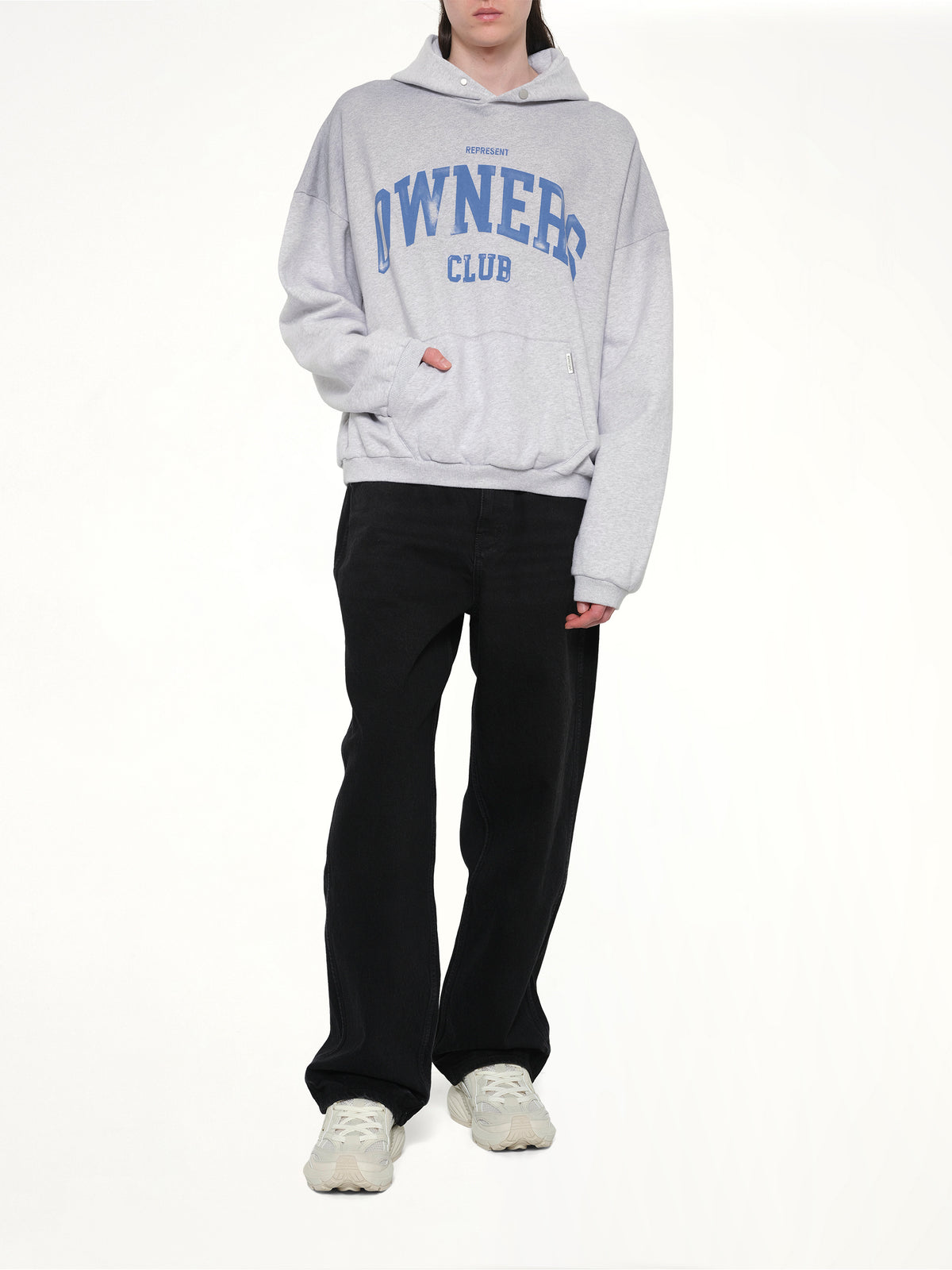 Represent Owners Club Hoodie in Sprayed Ice Grey Marl