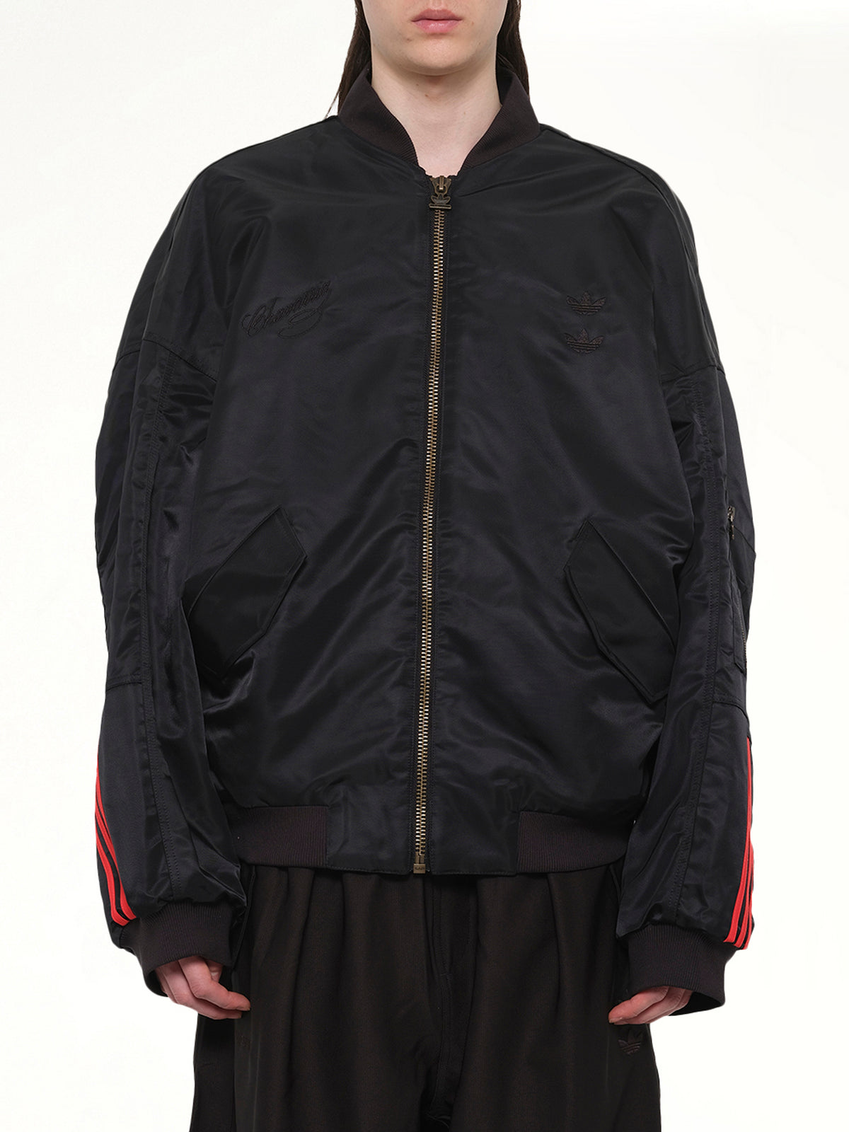 Adidas X Chavarria Satin Bomber Jacket in Black