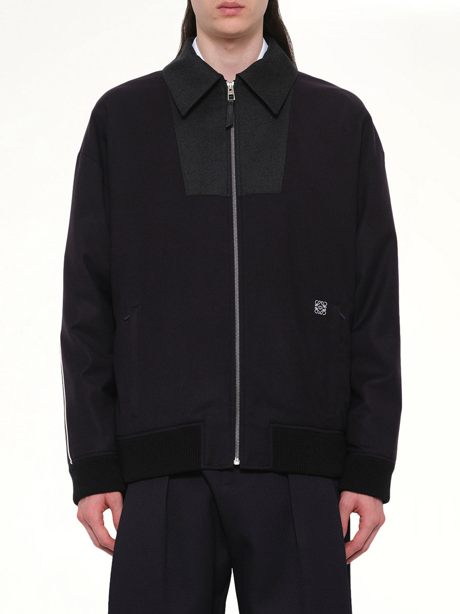 Wool Tracksuit Jacket in Navy/Grey