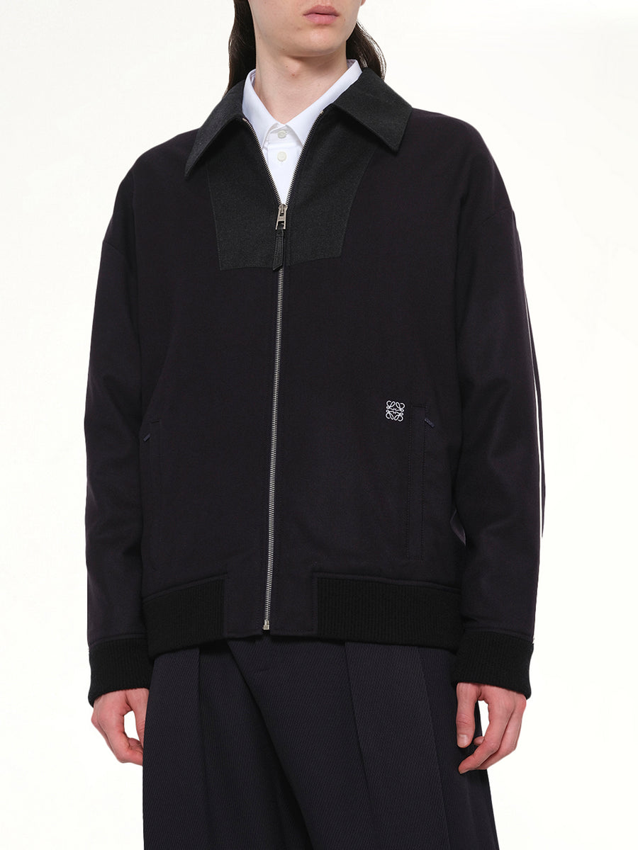 Wool Tracksuit Jacket in Navy/Grey