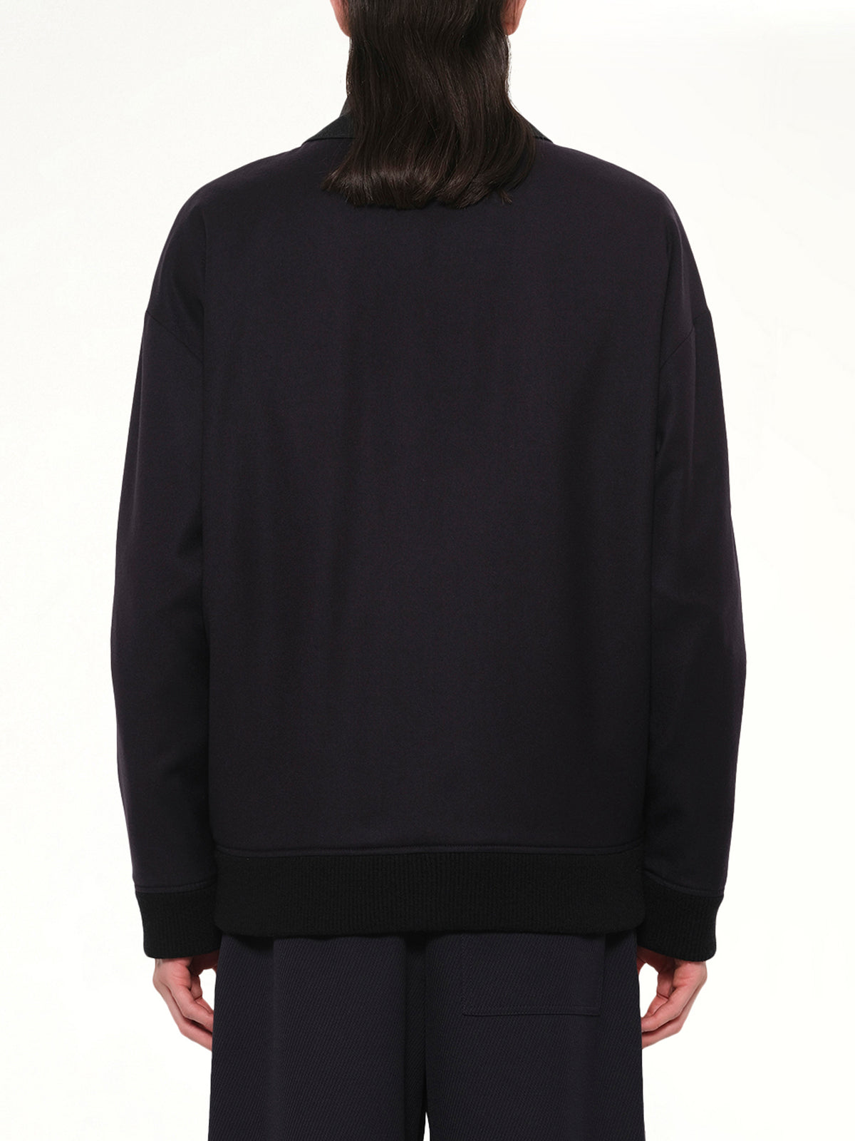 Wool Tracksuit Jacket in Navy/Grey