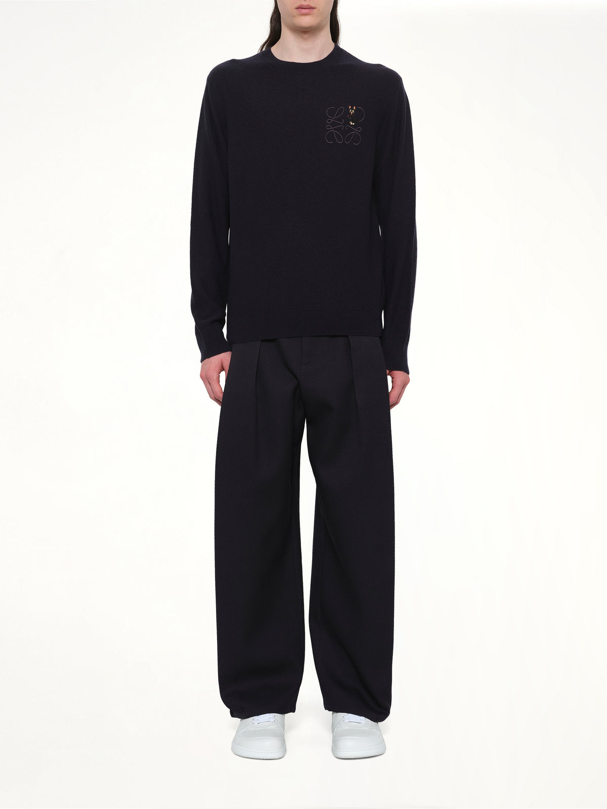 Louis Wain Knit Sweater in Dark Navy Blue