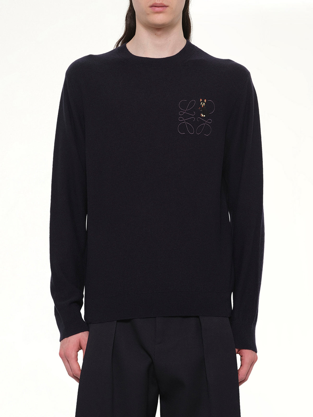 Louis Wain Knit Sweater in Dark Navy Blue