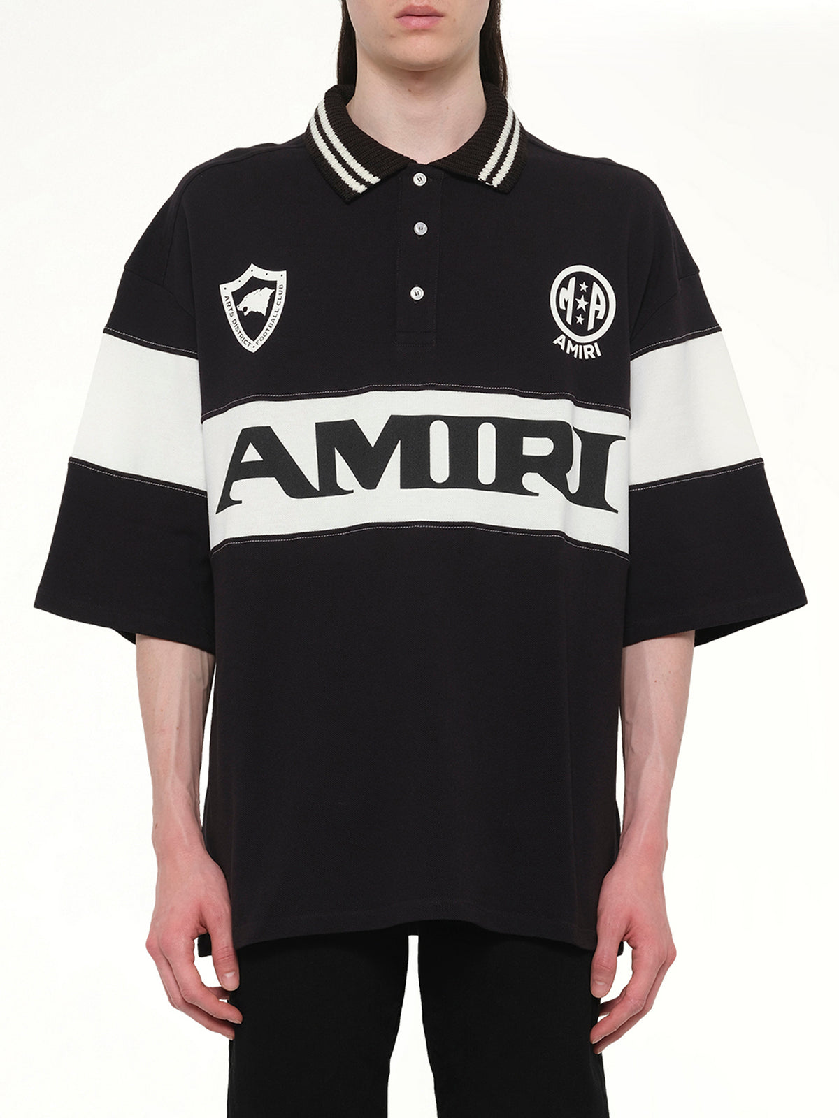 Amiri Sport Oversized Polo in Black