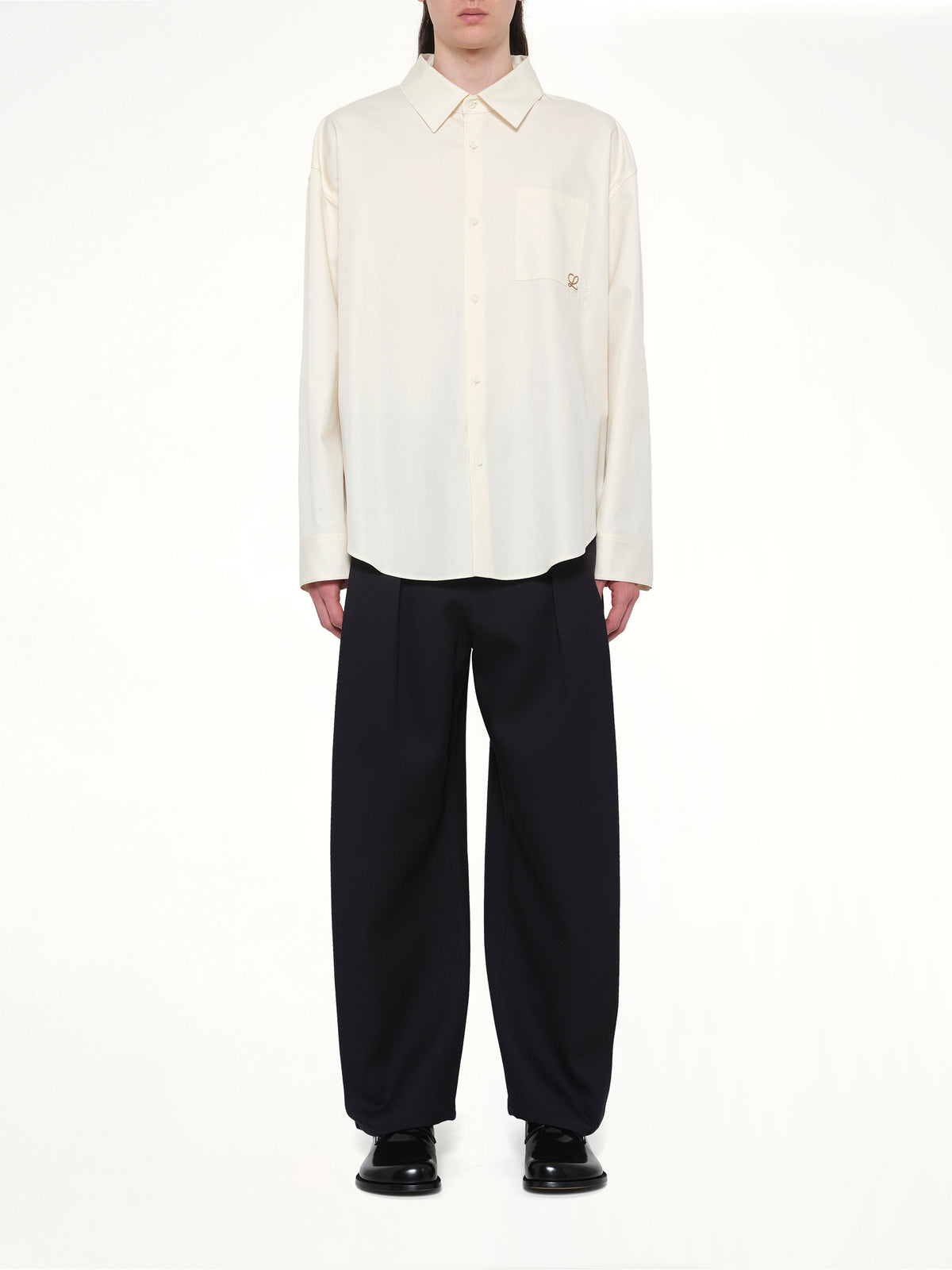 Anagram Embroidered Shirt in Ecru