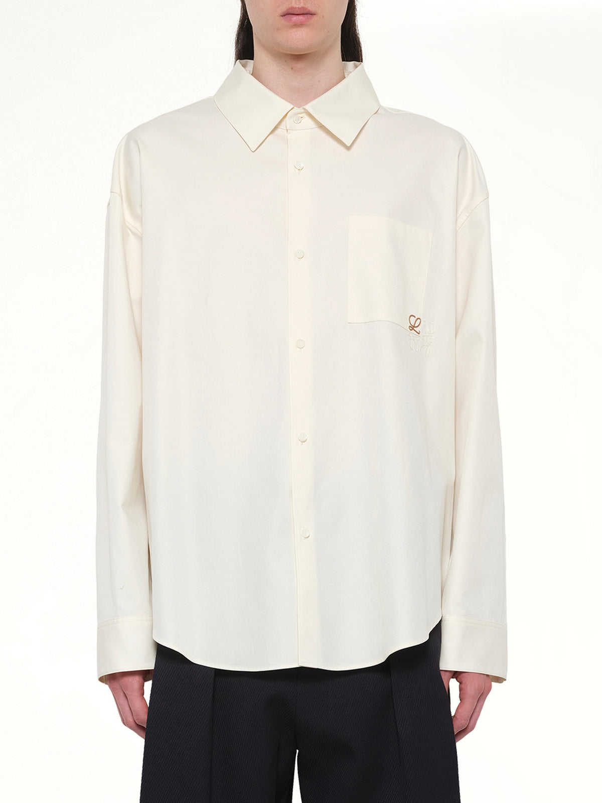 Anagram Embroidered Shirt in Ecru