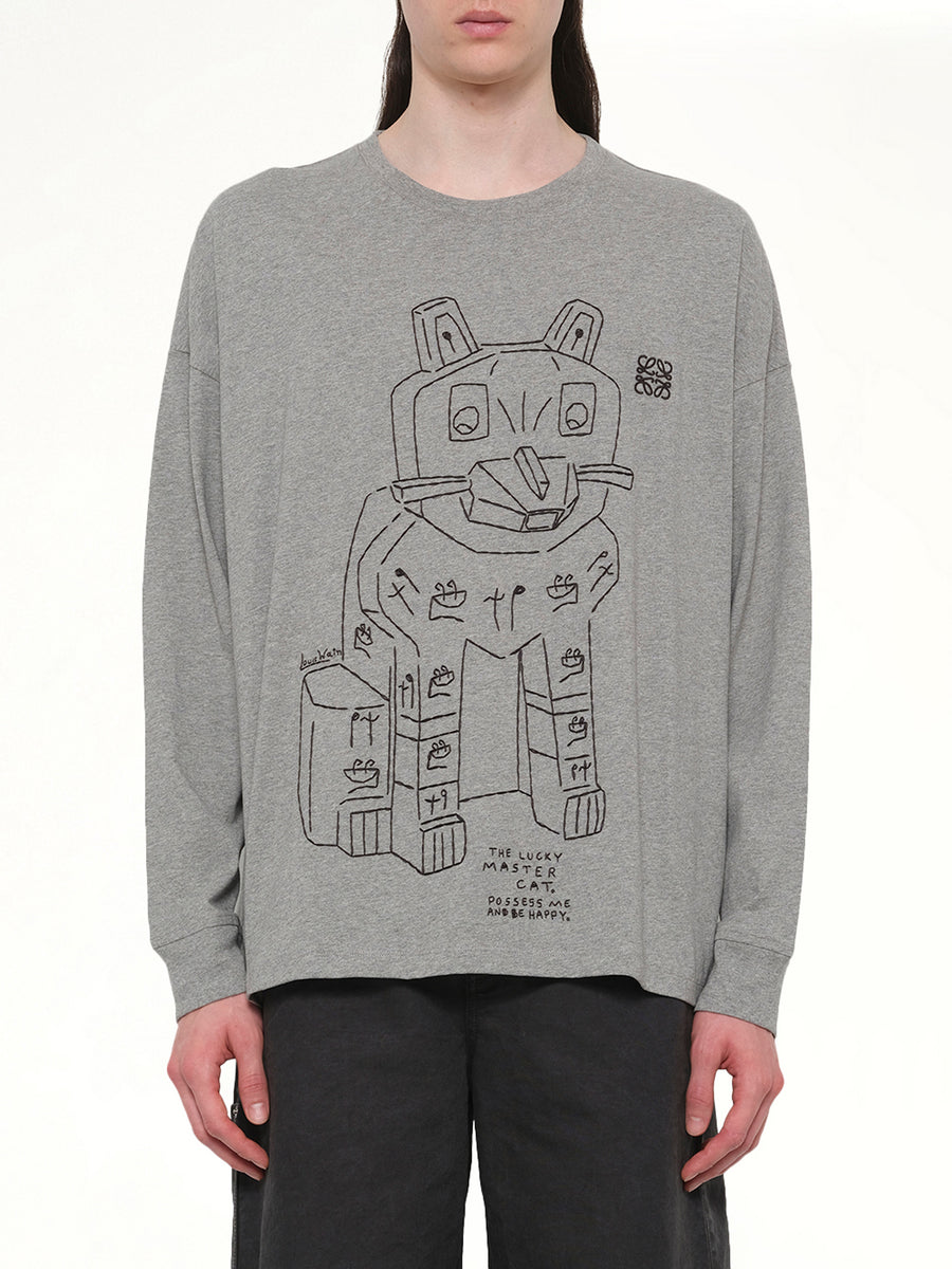 Louis Wain Long Sleeve T-Shirt in Grey Melange