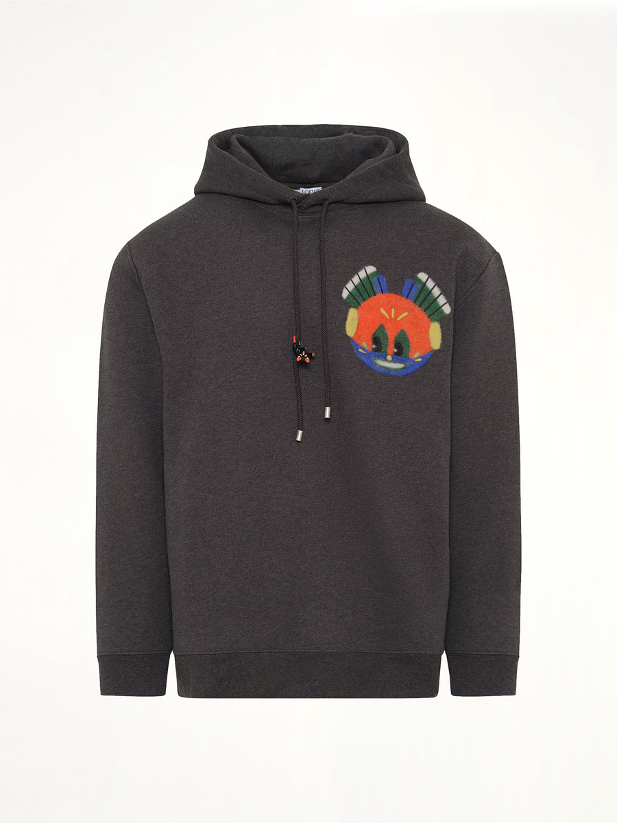 Louis Wain Hoodie in Dark Grey Melange