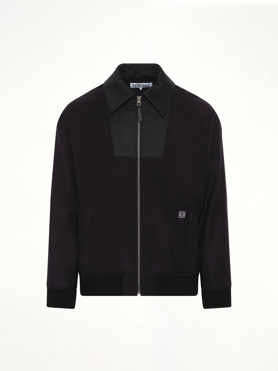 Wool Tracksuit Jacket in Navy/Grey