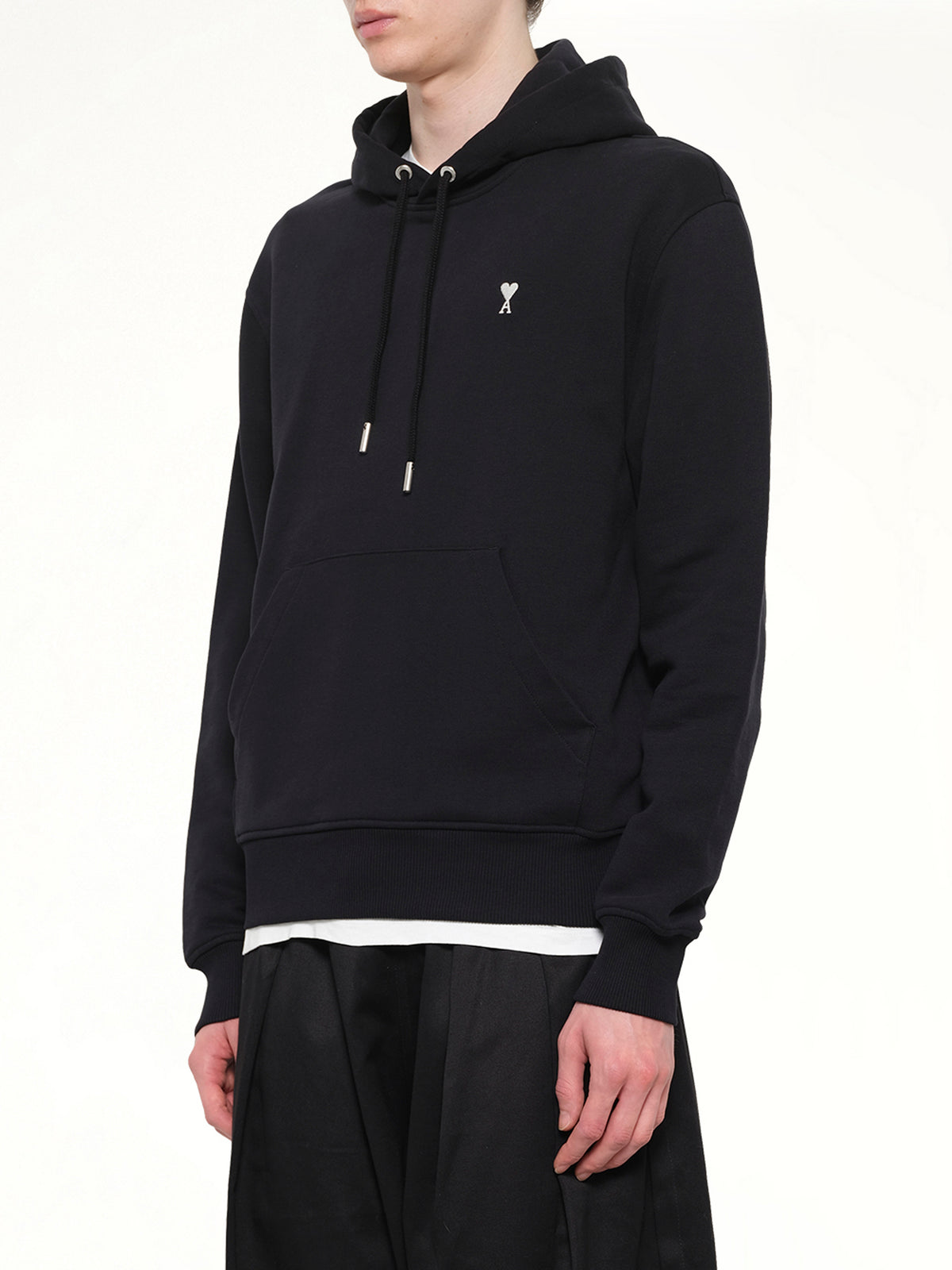 Contrasted Ami De Coeur Hoodie in Black