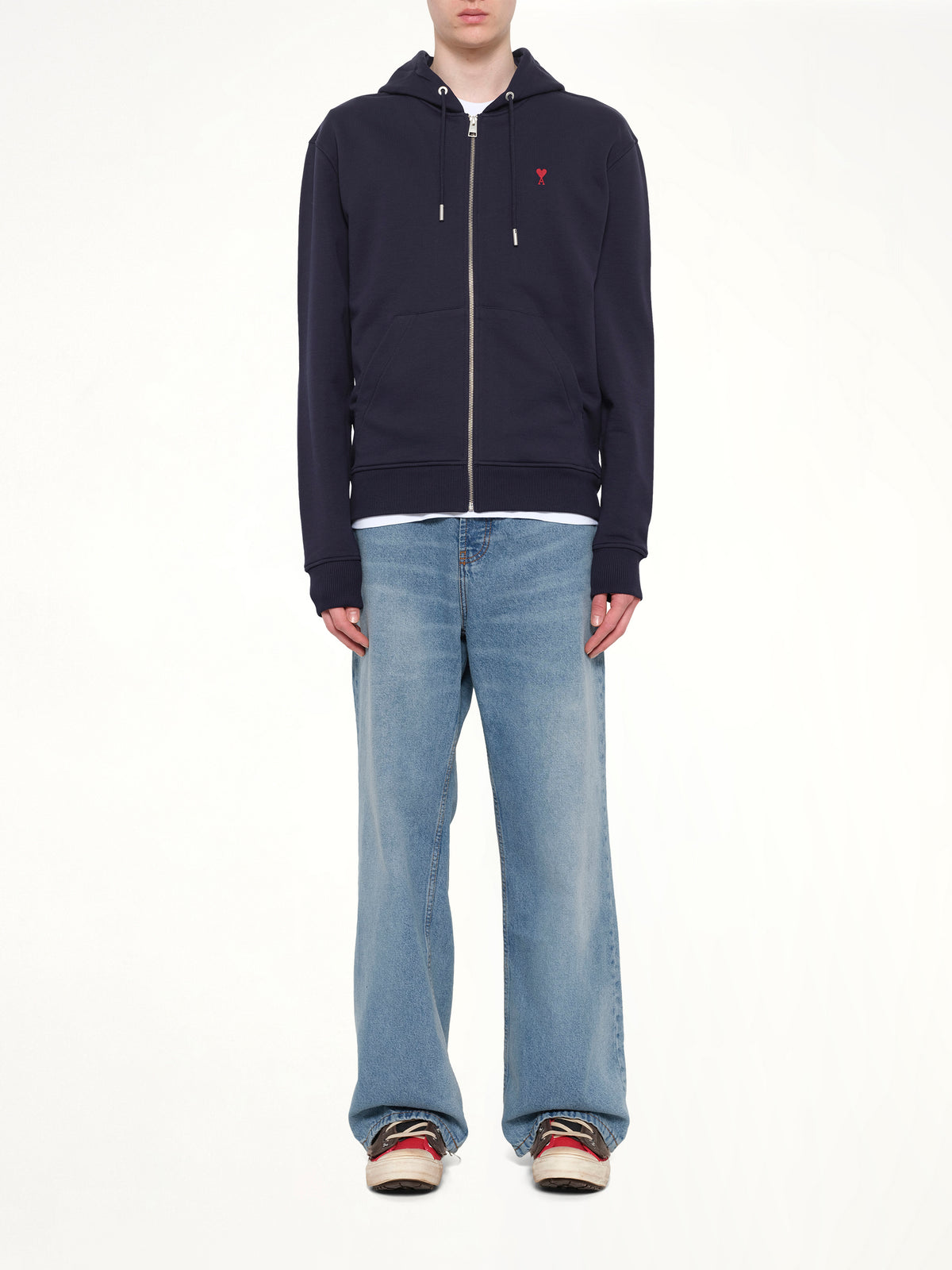 Ami De Coeur Zip Hoodie in Navy/Red