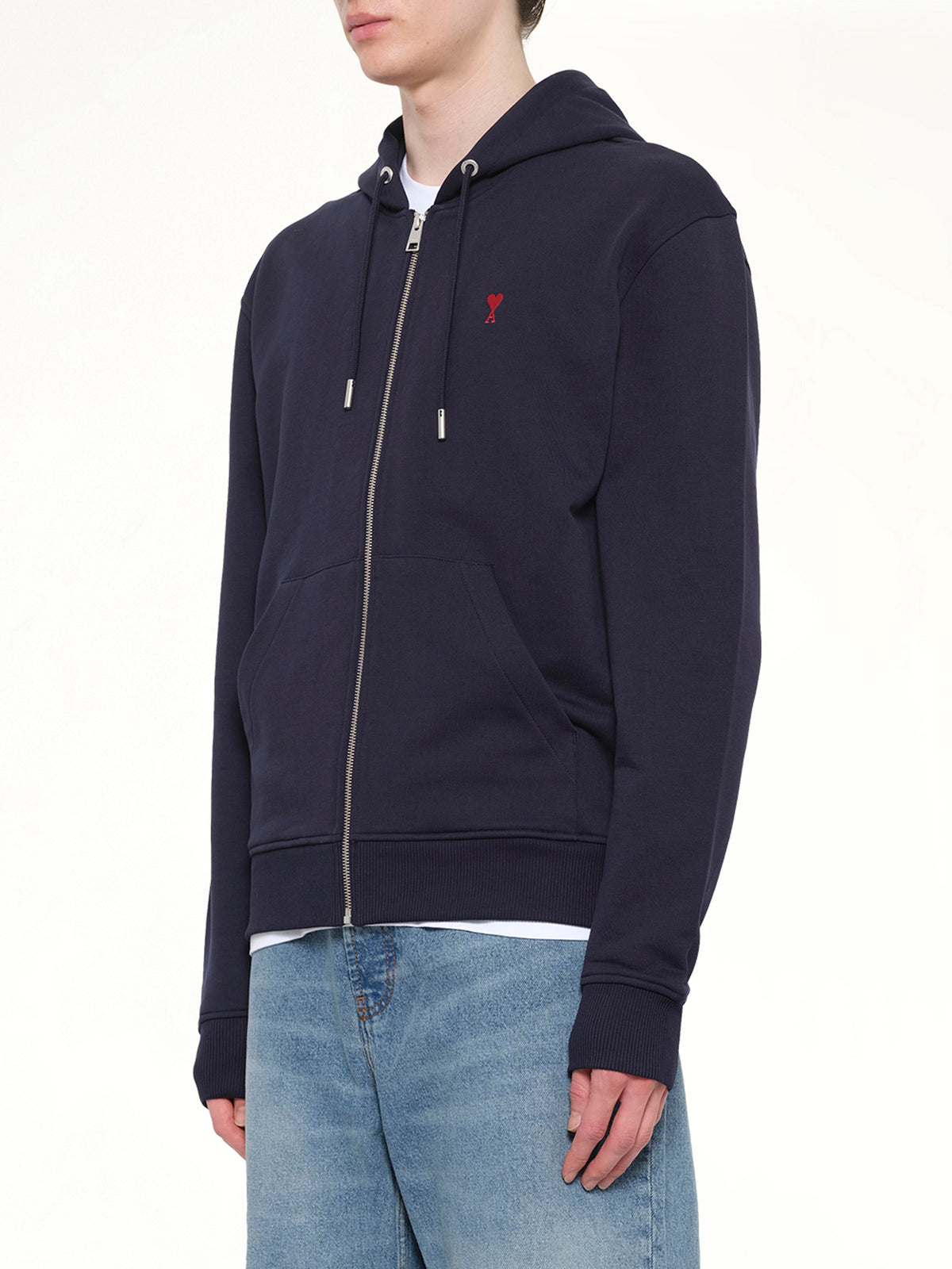Ami De Coeur Zip Hoodie in Navy/Red