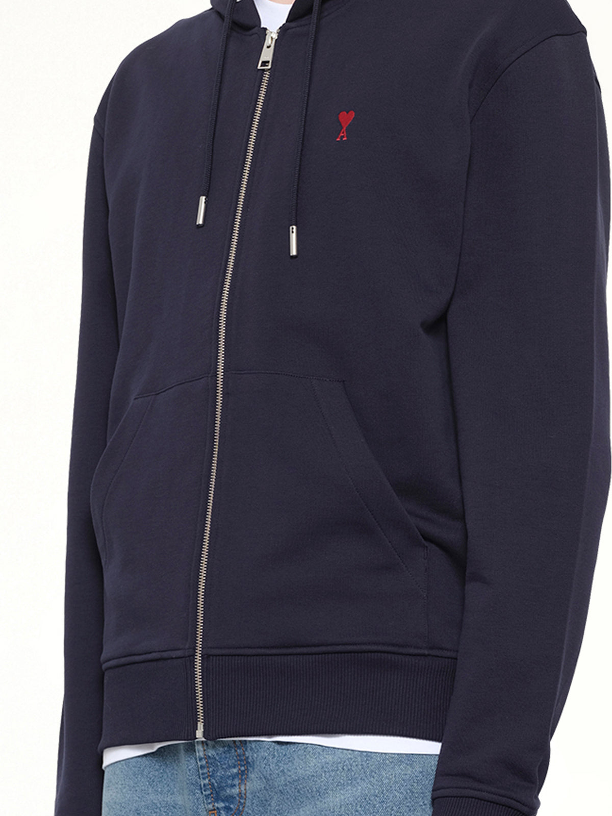 Ami De Coeur Zip Hoodie in Navy/Red