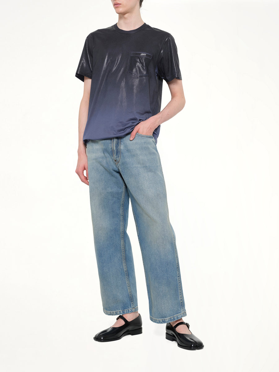 Cropped Denim Jeans in Washed Blue