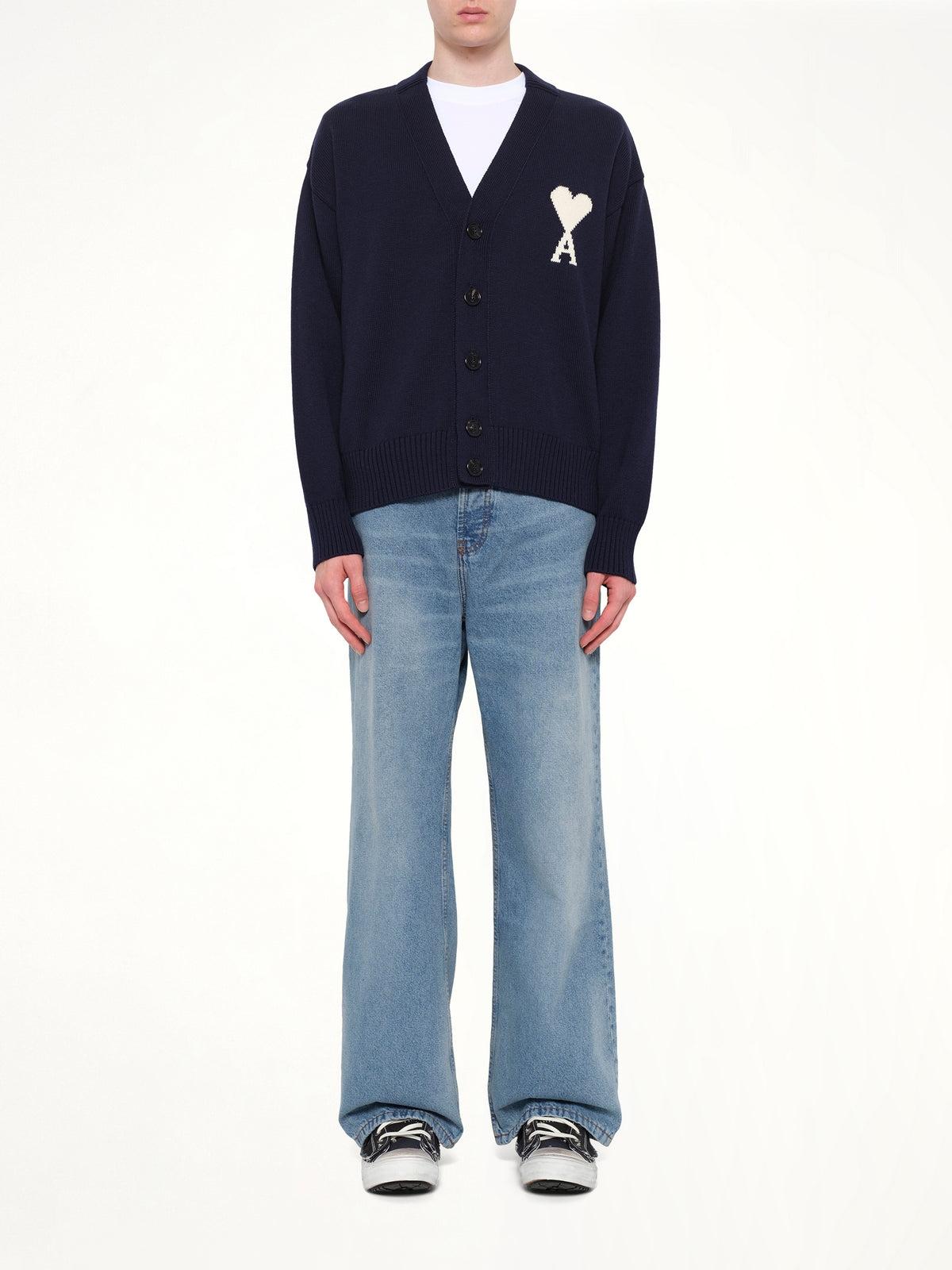 Contrasted Ami De Coeur Cardigan in Navy