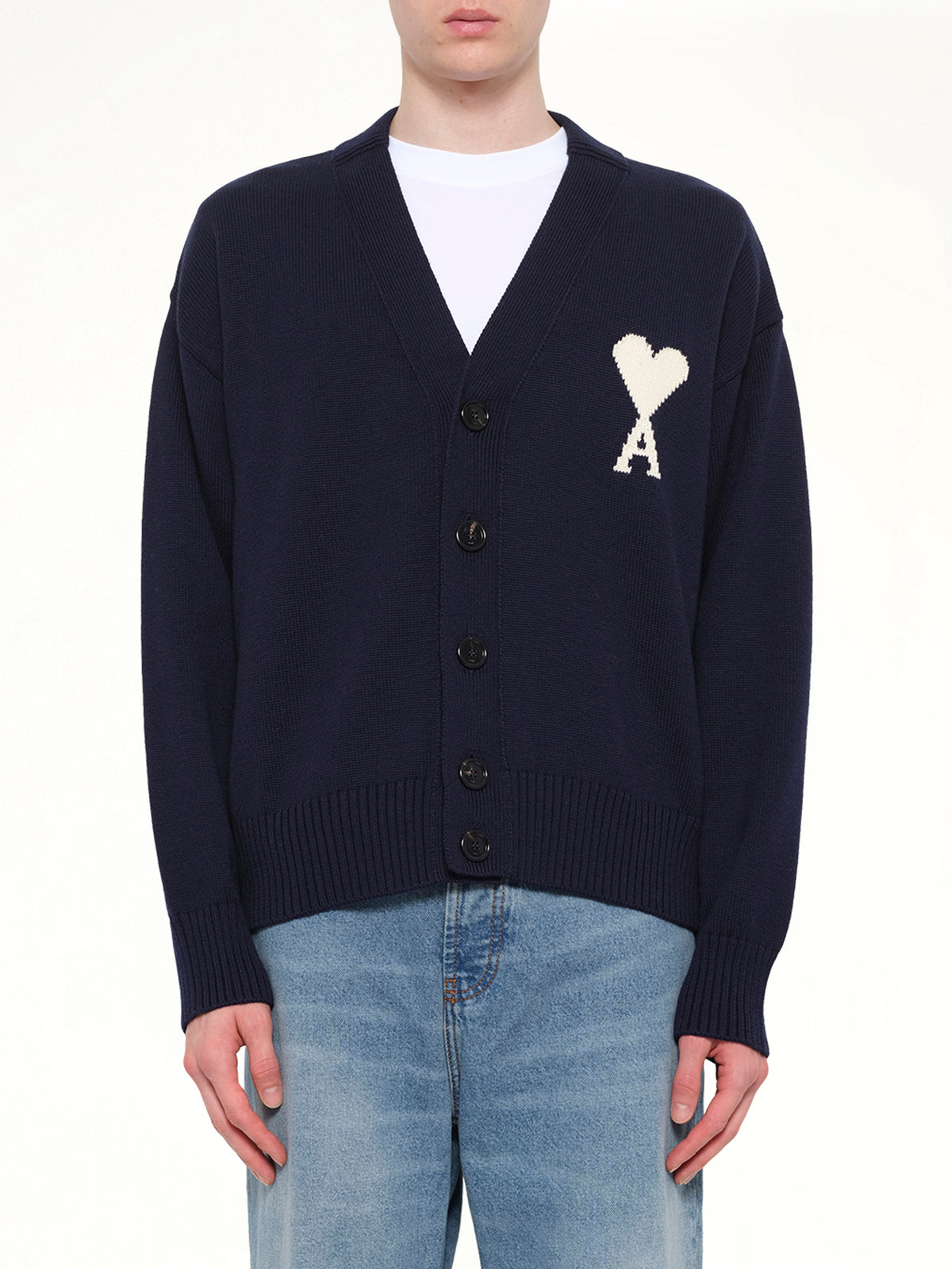 Contrasted Ami De Coeur Cardigan in Navy