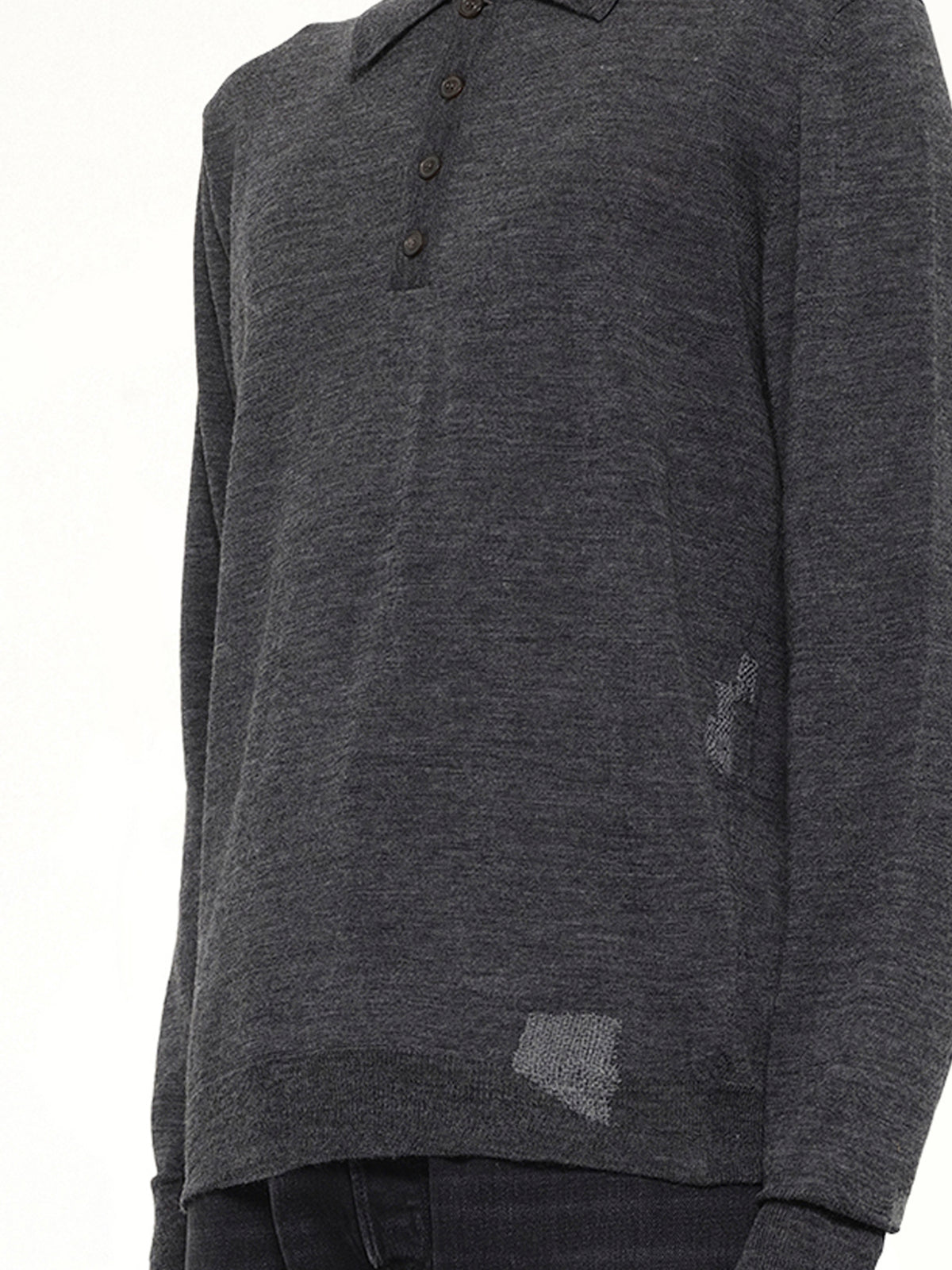 Knit Polo in Medium Grey