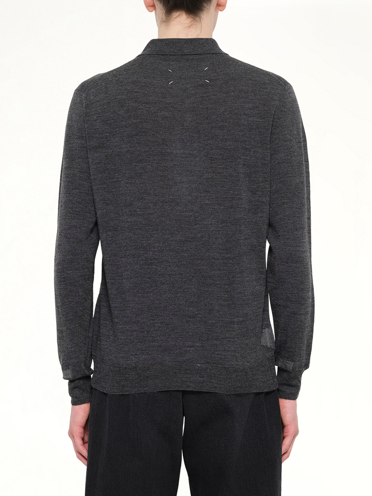 Knit Polo in Medium Grey