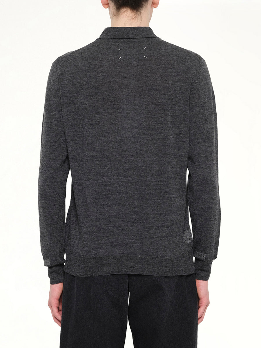 Knit Polo in Medium Grey