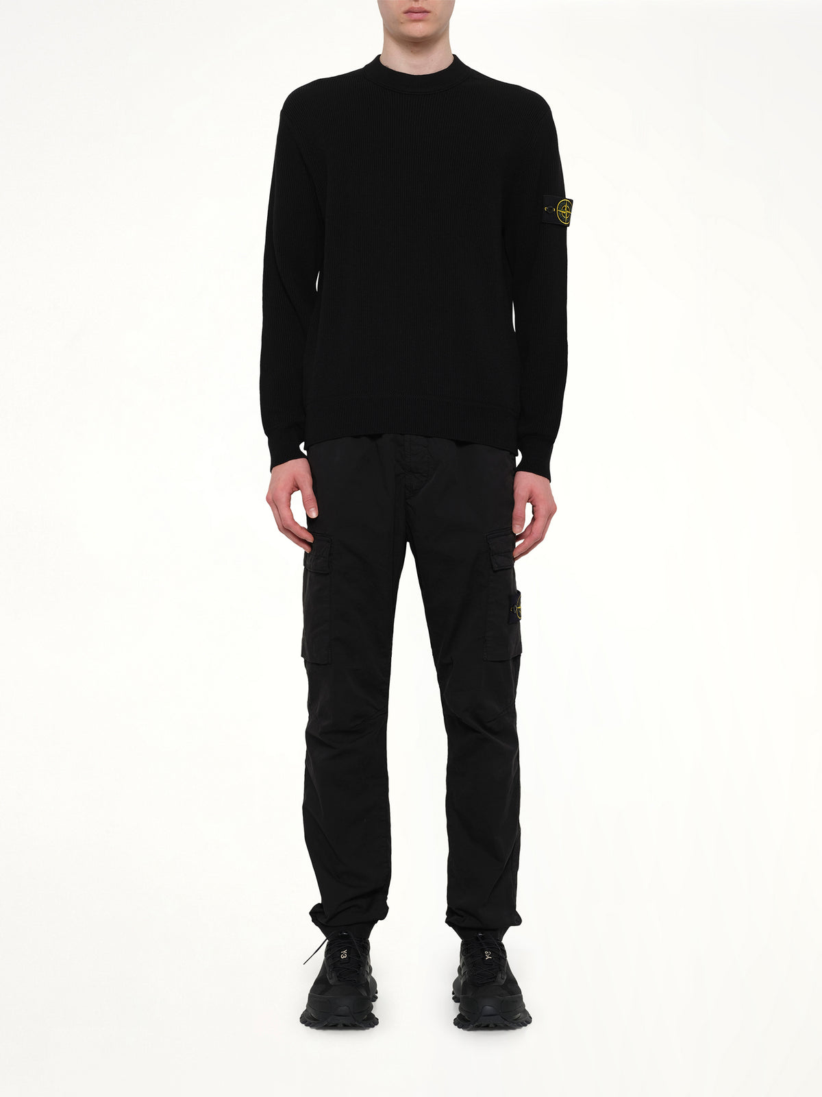 5100154 Ribbed Cotton Crewneck Sweater in Black