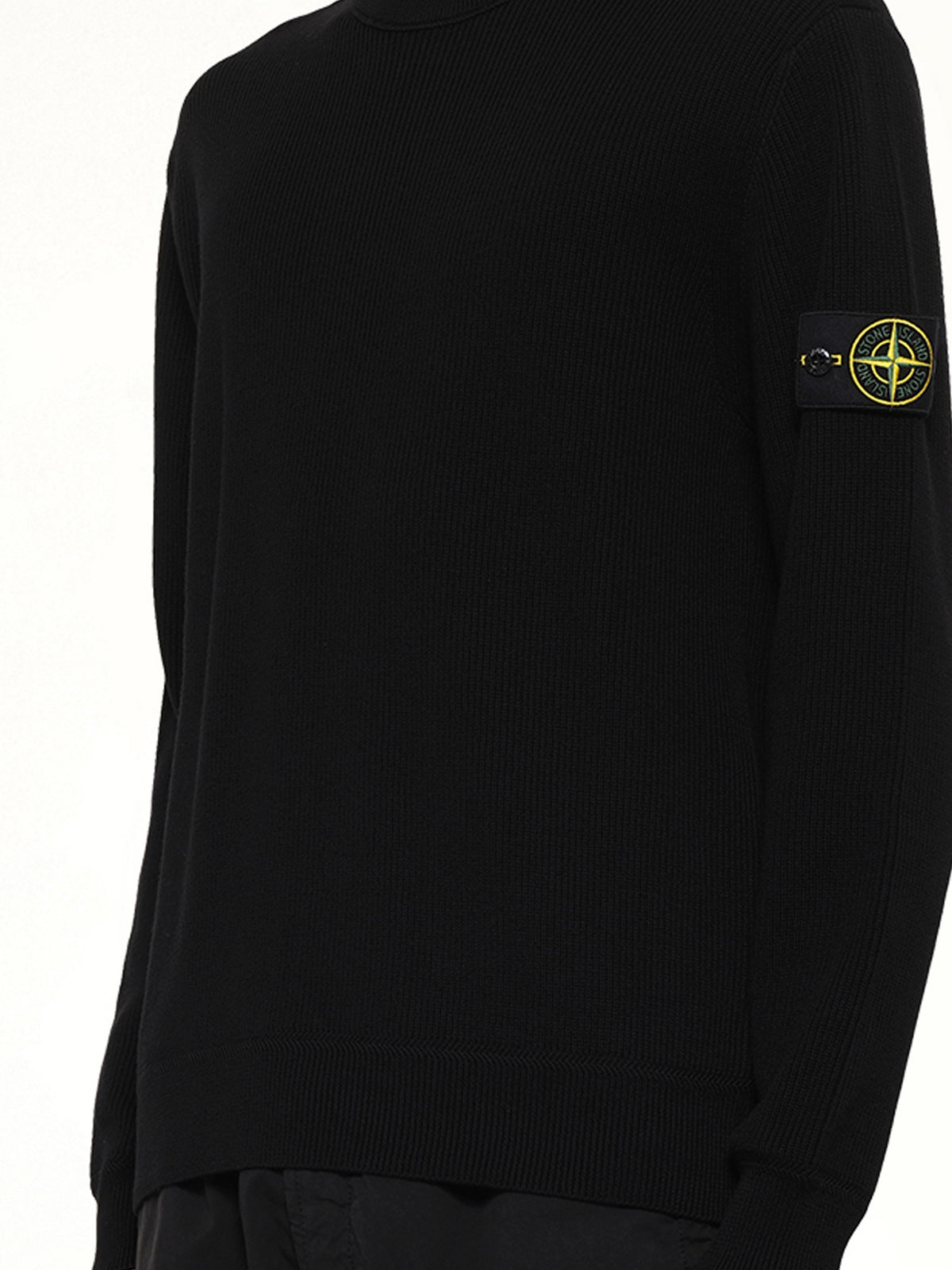 5100154 Ribbed Cotton Crewneck Sweater in Black