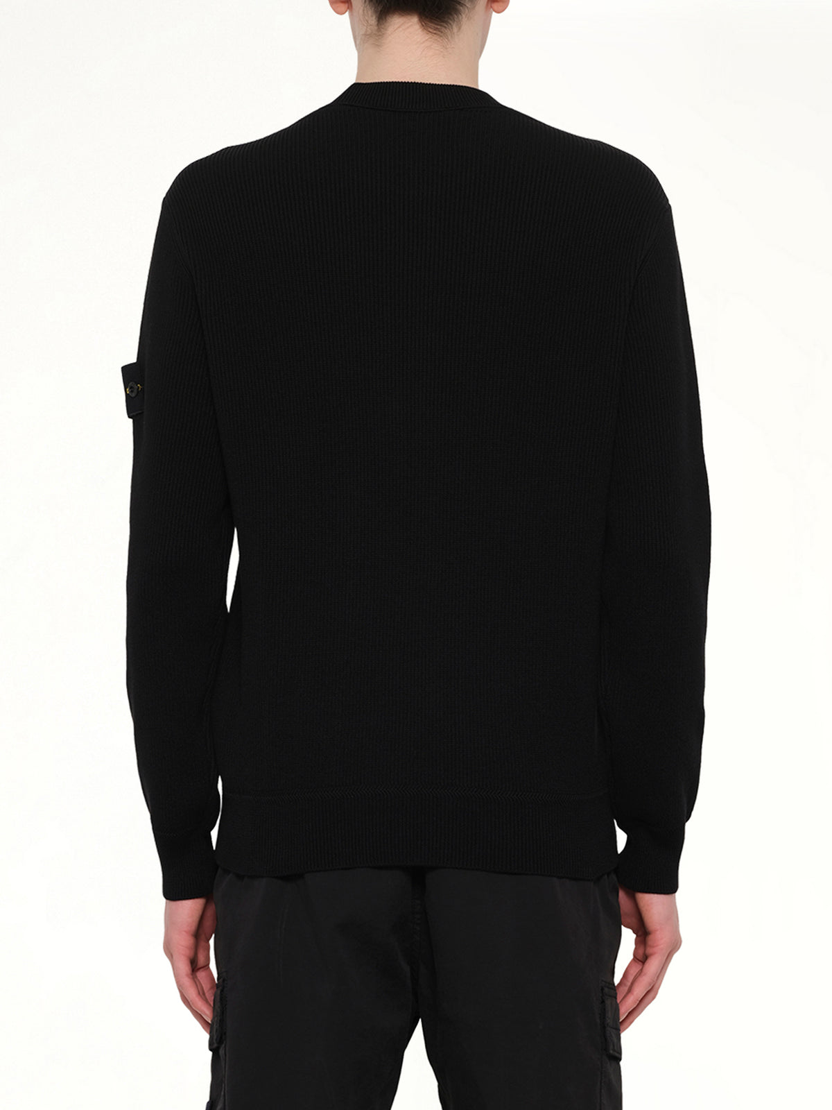 5100154 Ribbed Cotton Crewneck Sweater in Black