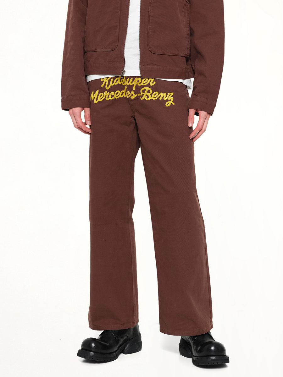 Kidsuper X Mercedes Benz Work Pants in Brown
