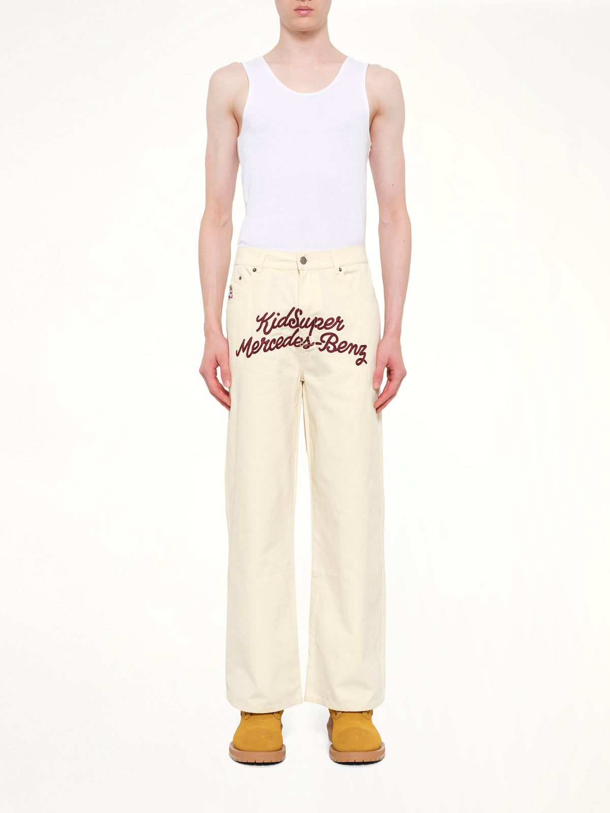 Kidsuper X Mercedes Benz Work Pants in Cream