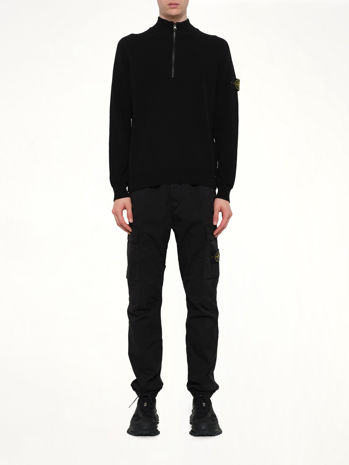 5100124 Ribbed Cotton Half-Zip Sweater in Black