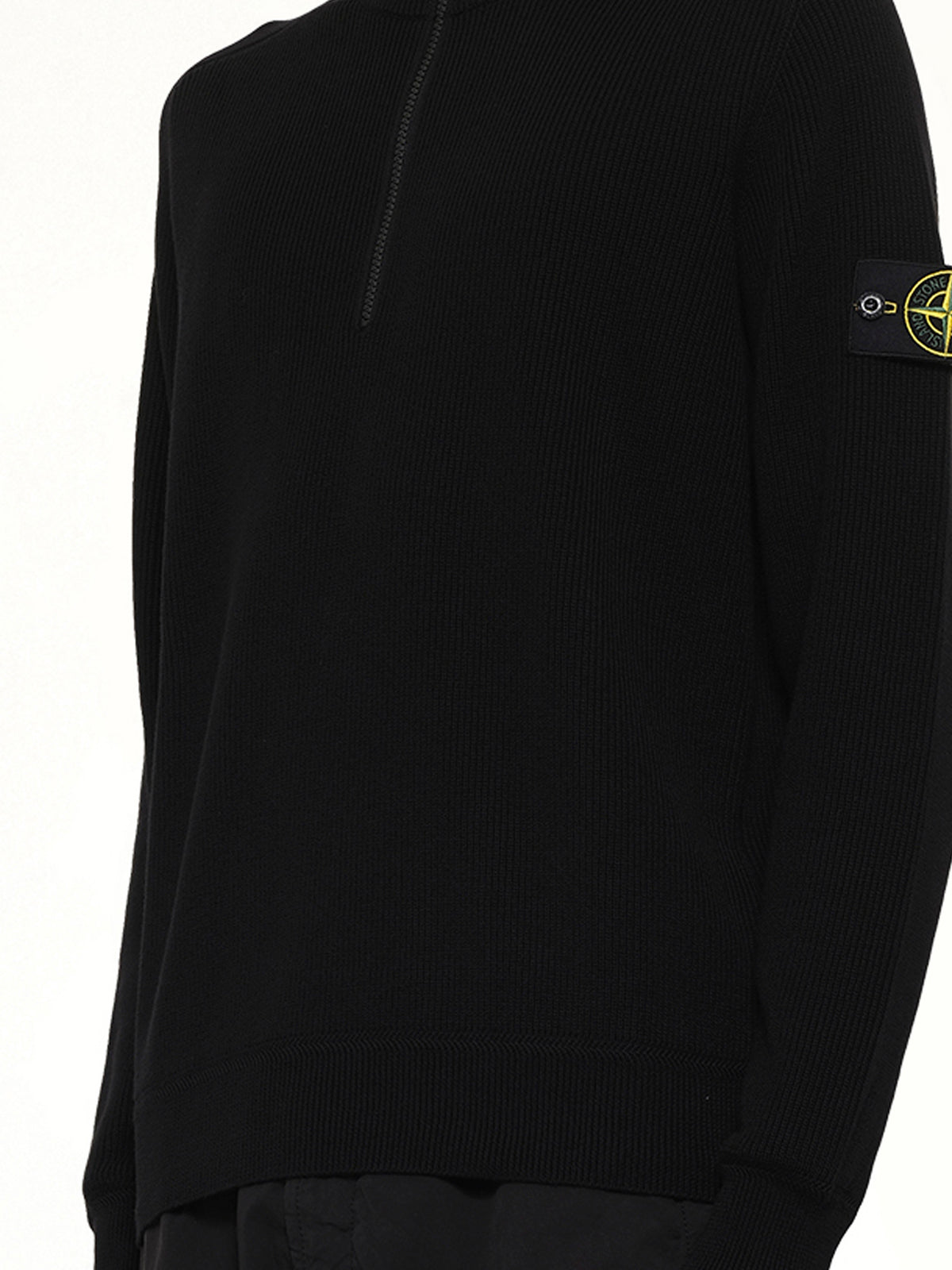 5100124 Ribbed Cotton Half-Zip Sweater in Black