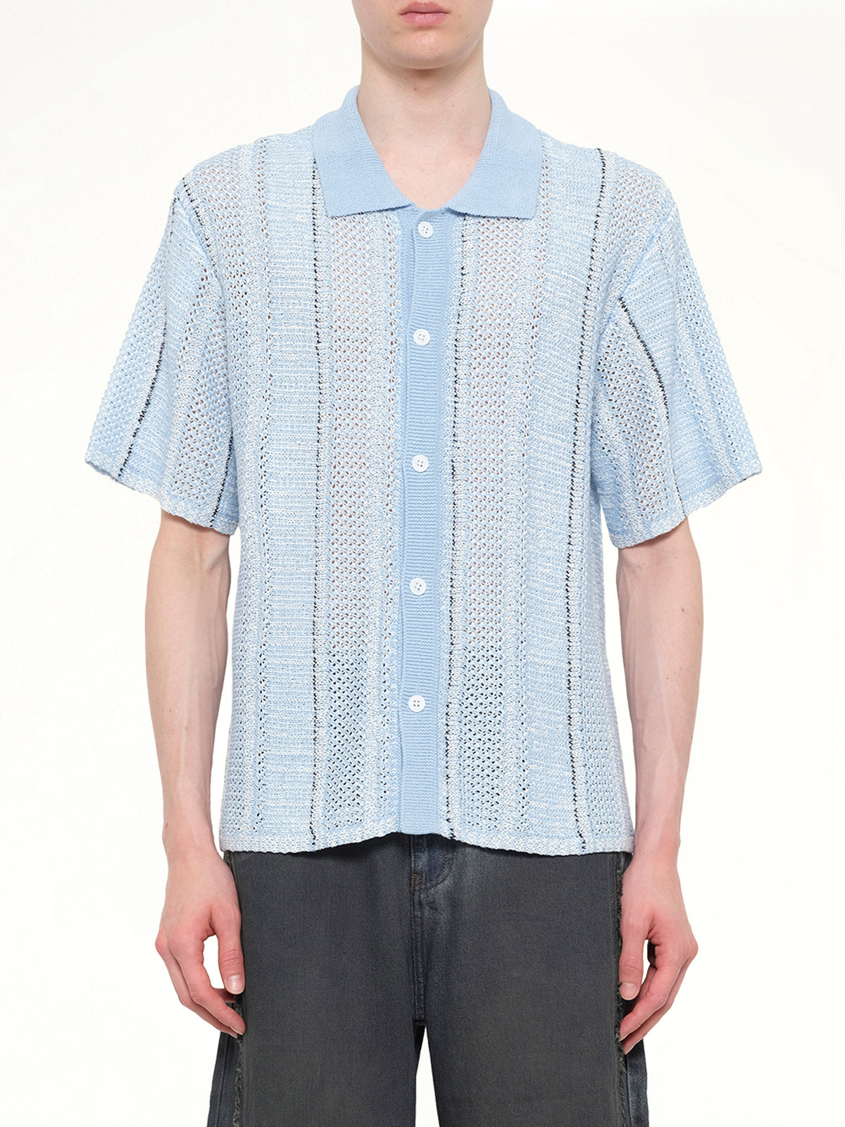 Knitted Shirt in Blue Check