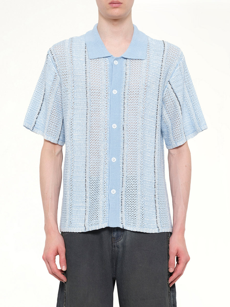 Knitted Shirt in Blue Check