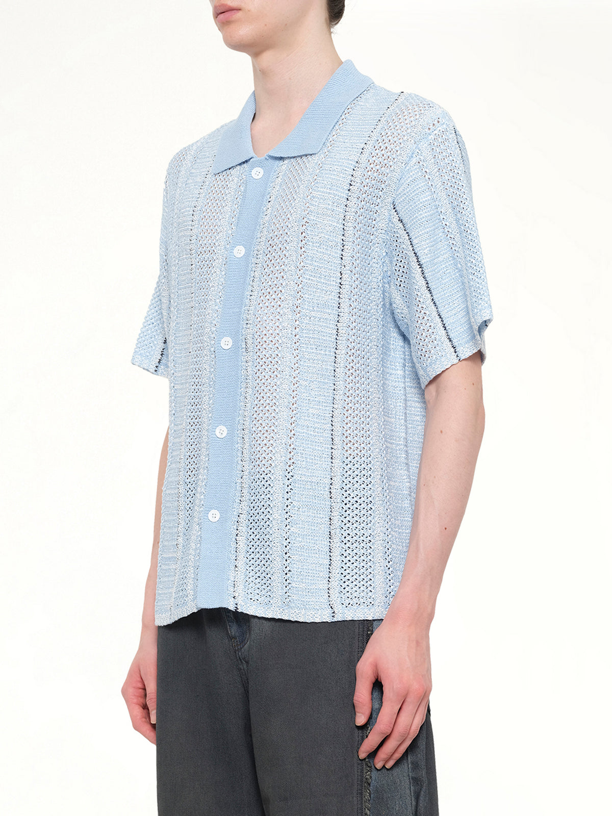 Knitted Shirt in Blue Check