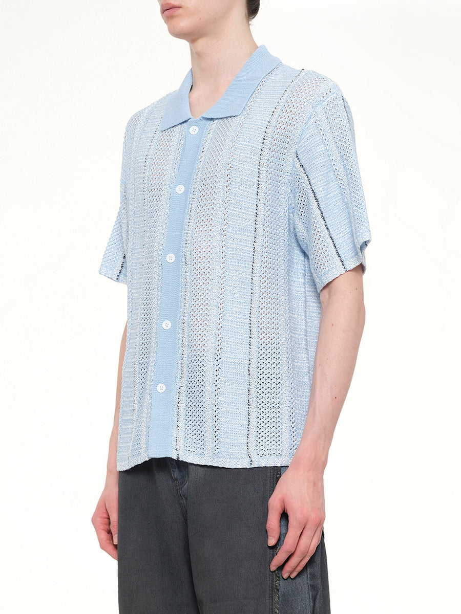 Knitted Shirt in Blue Check