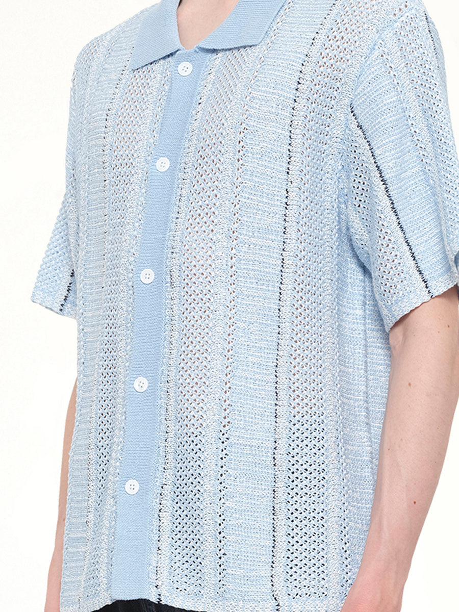 Knitted Shirt in Blue Check