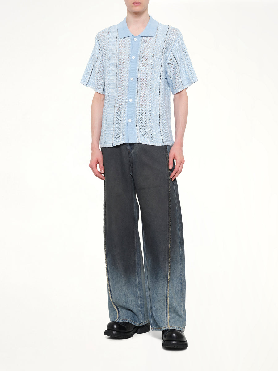 Knitted Shirt in Blue Check