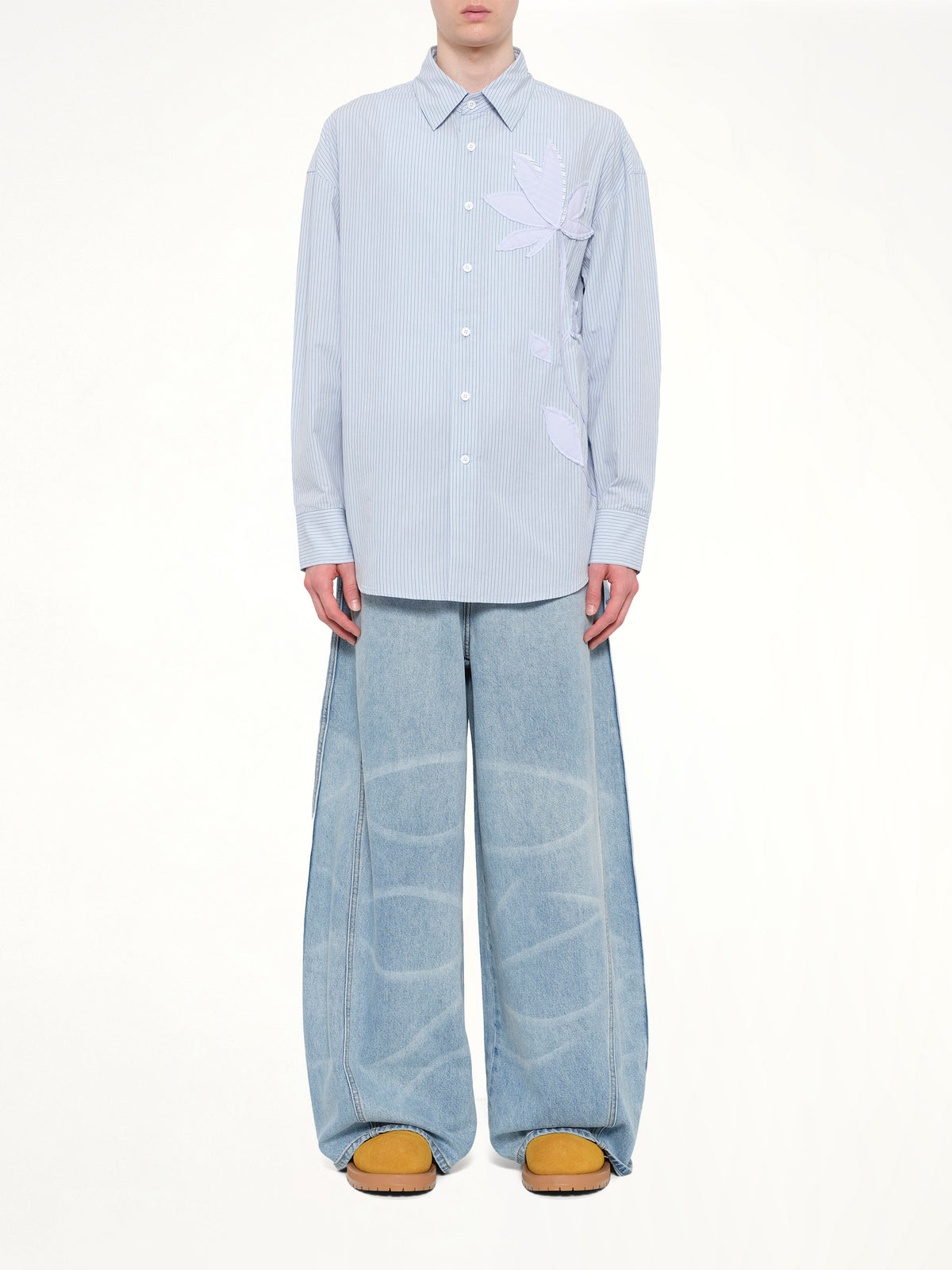 Plants Patched Shirt in Blue Stripe
