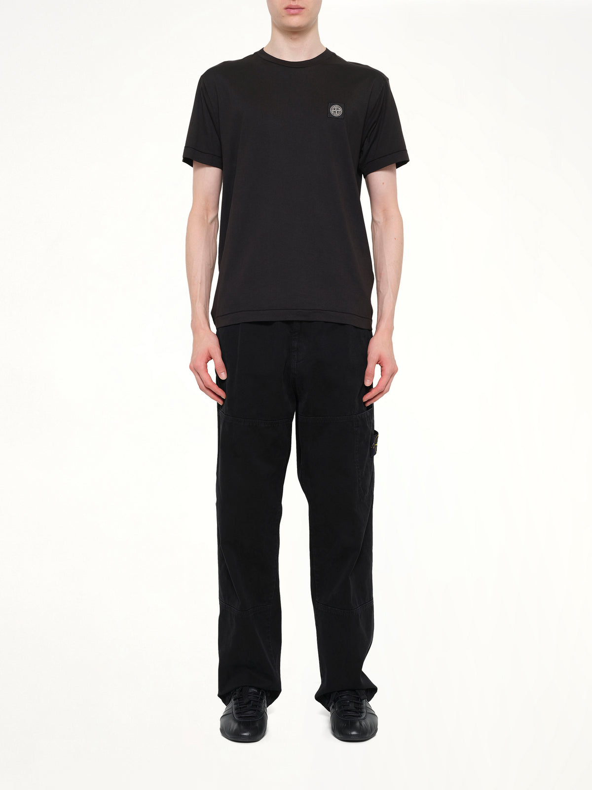 2100027 Cotton Compass Patch T-Shirt in Black