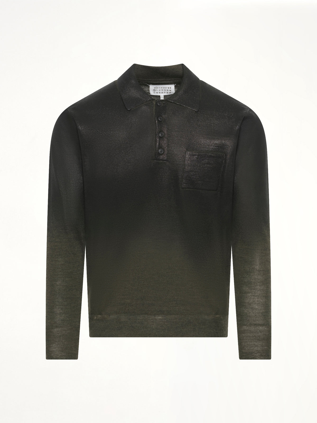 Coated Knit Polo in Green/Black