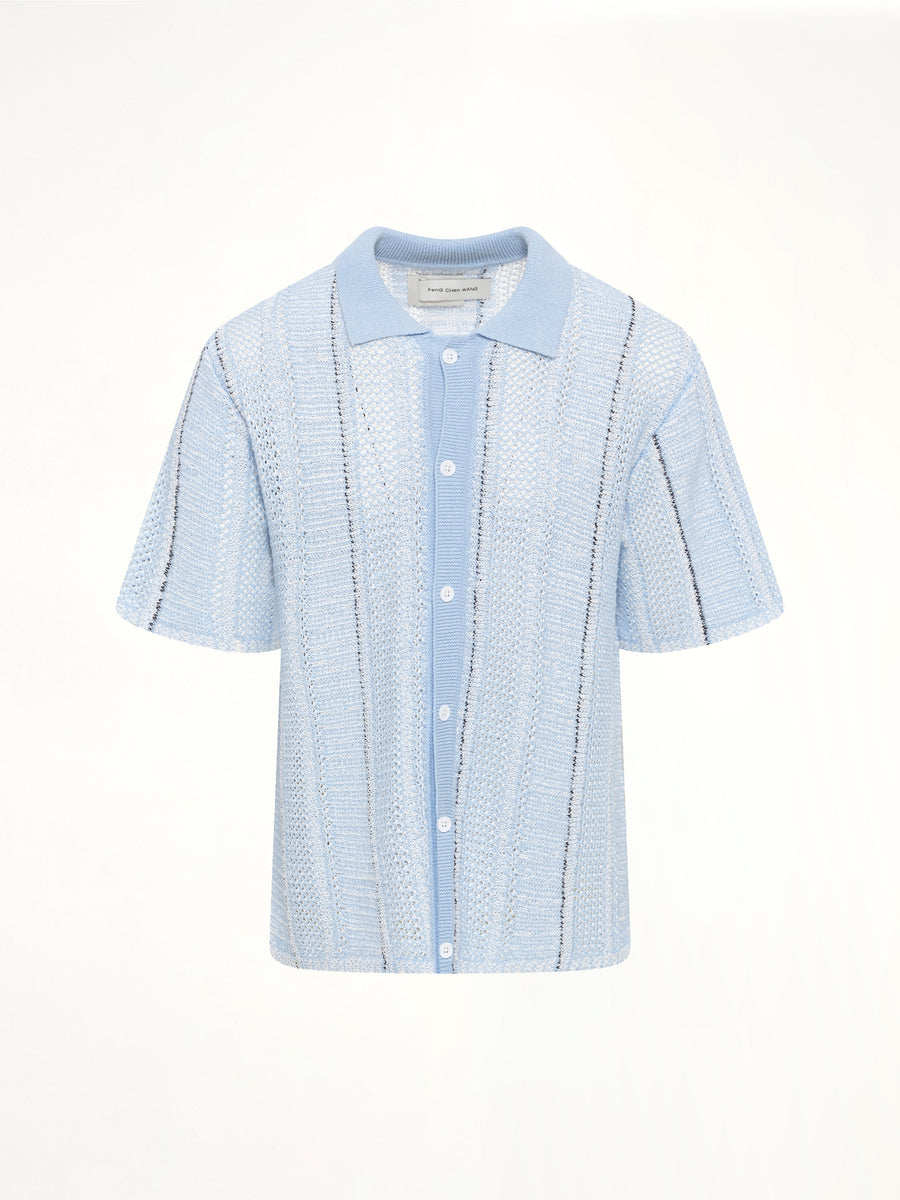 Knitted Shirt in Blue Check