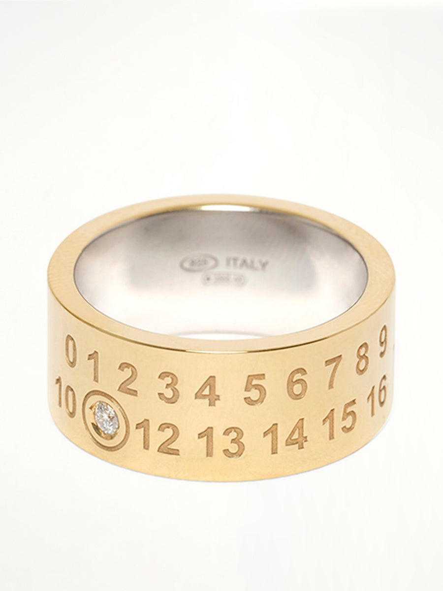 Lab-Grown Diamond Number Ring 10mm in Gold Coated Silver