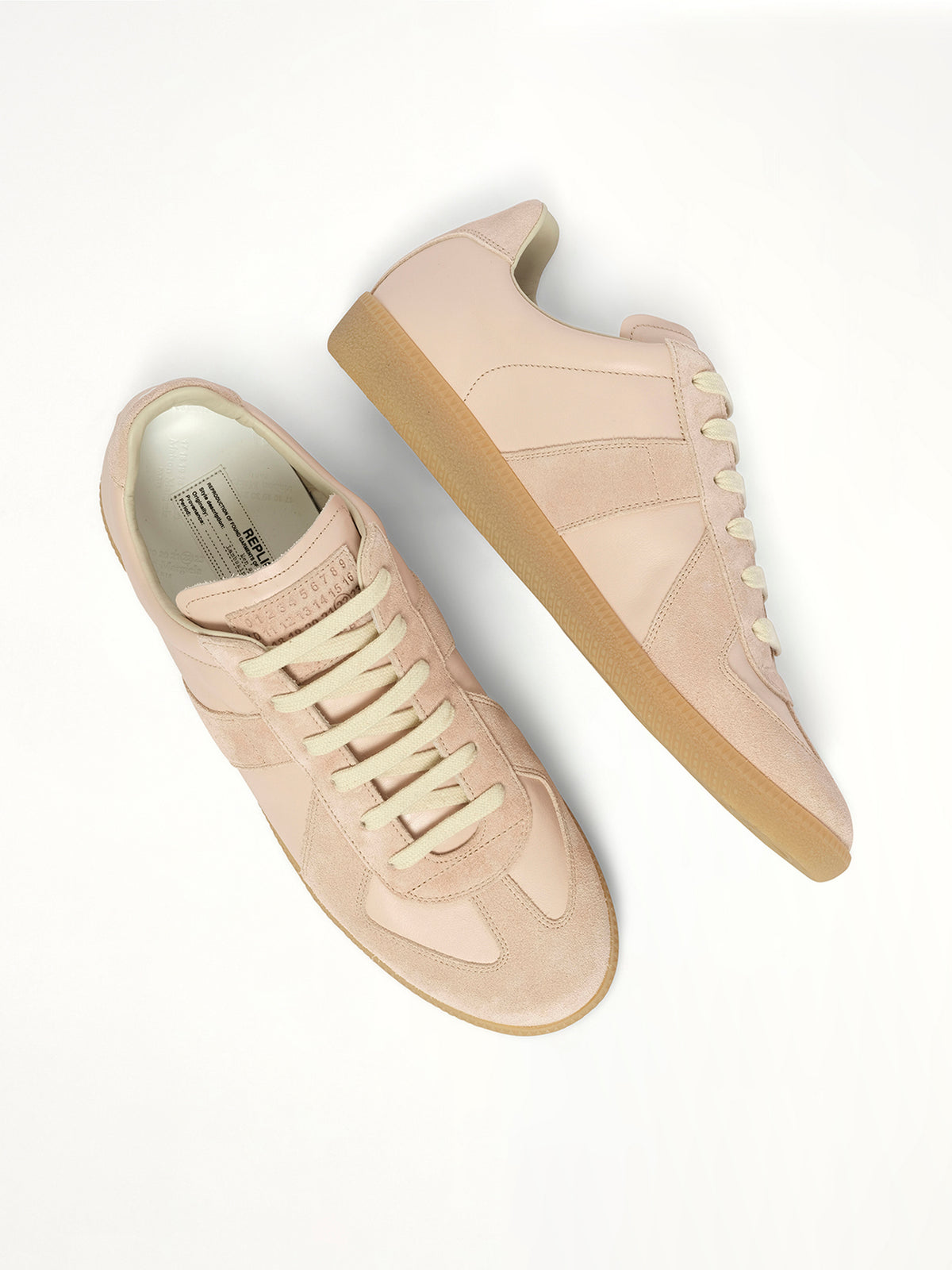 Replica Leather Sneaker in Almond Peach Top View | MAISON MARGIELA
