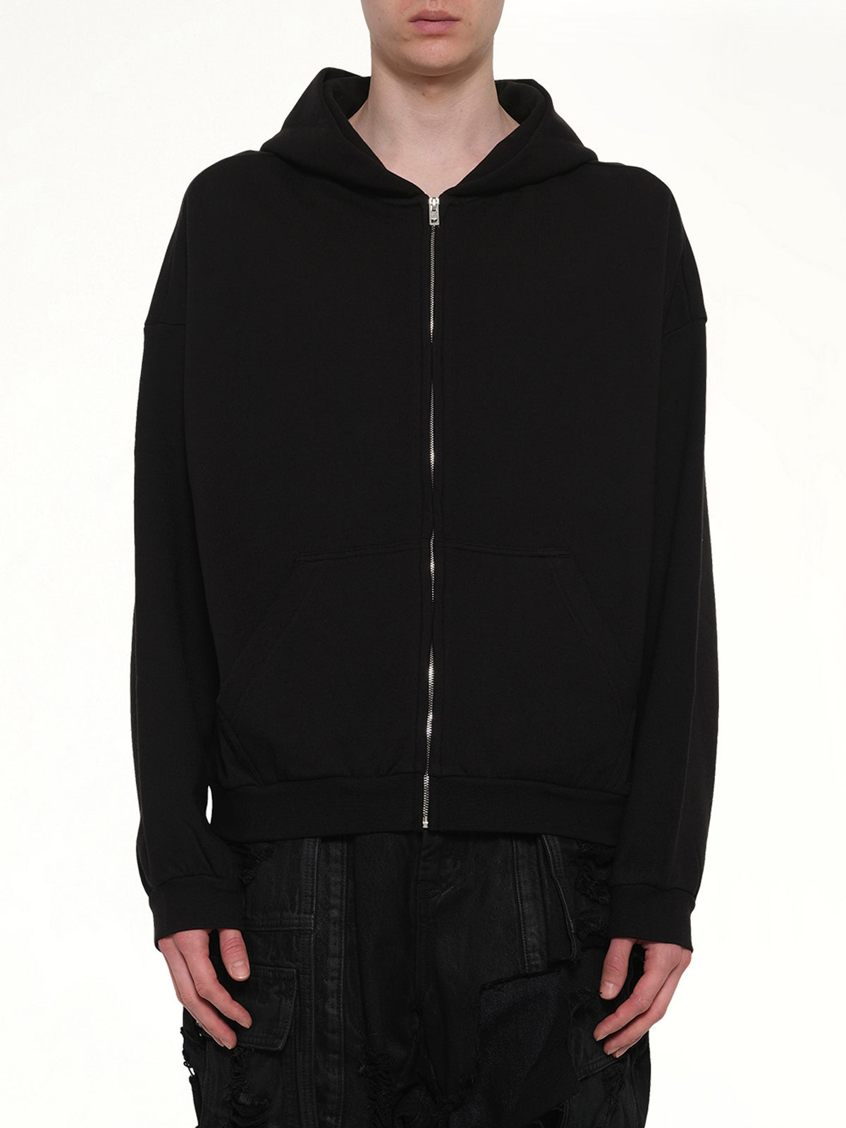 Logo Zip-Up Hoodie in Black