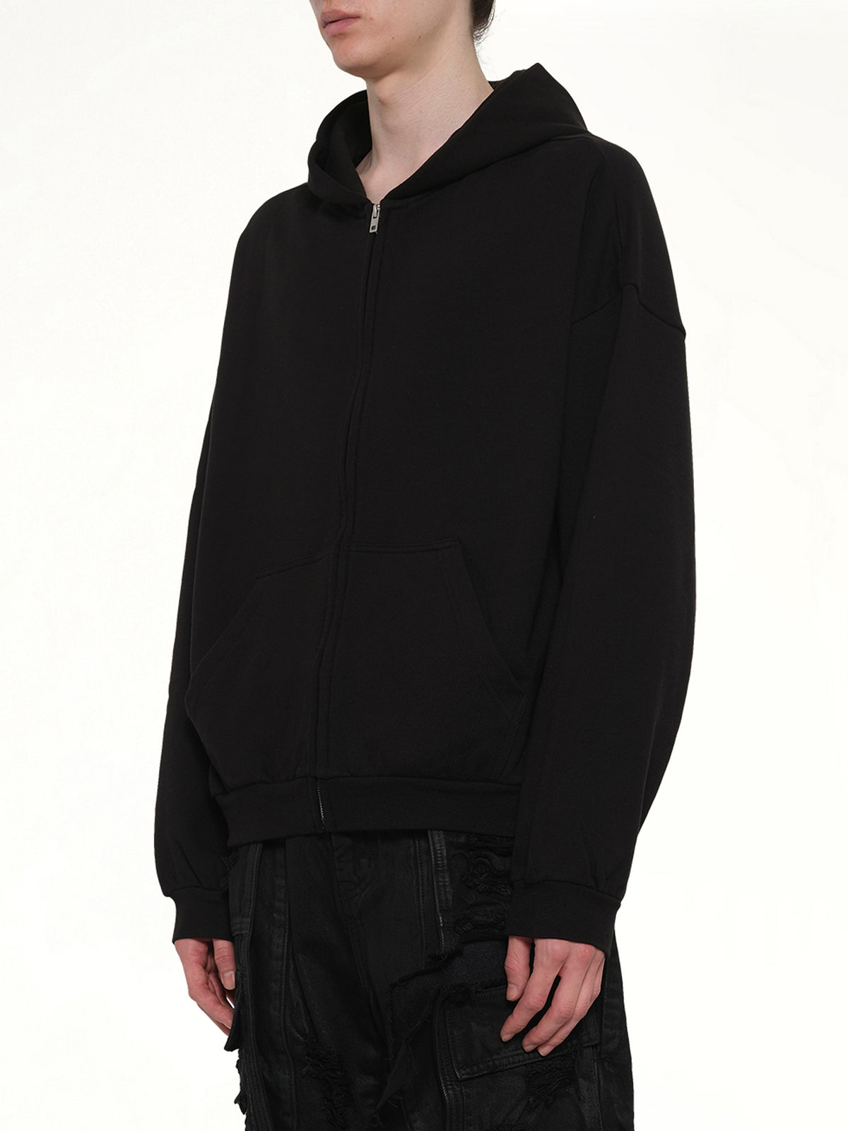 Logo Zip-Up Hoodie in Black