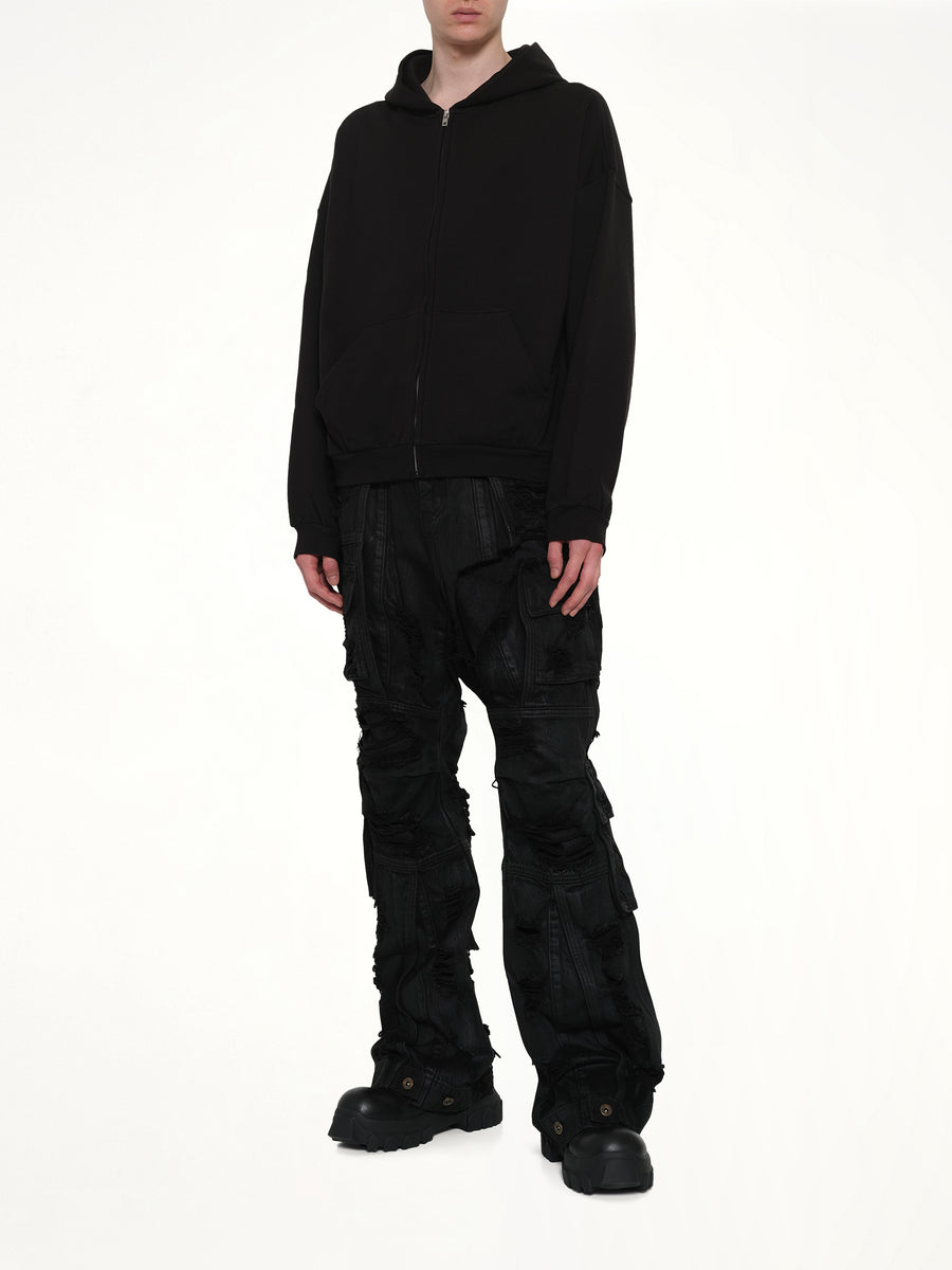 Logo Zip-Up Hoodie in Black