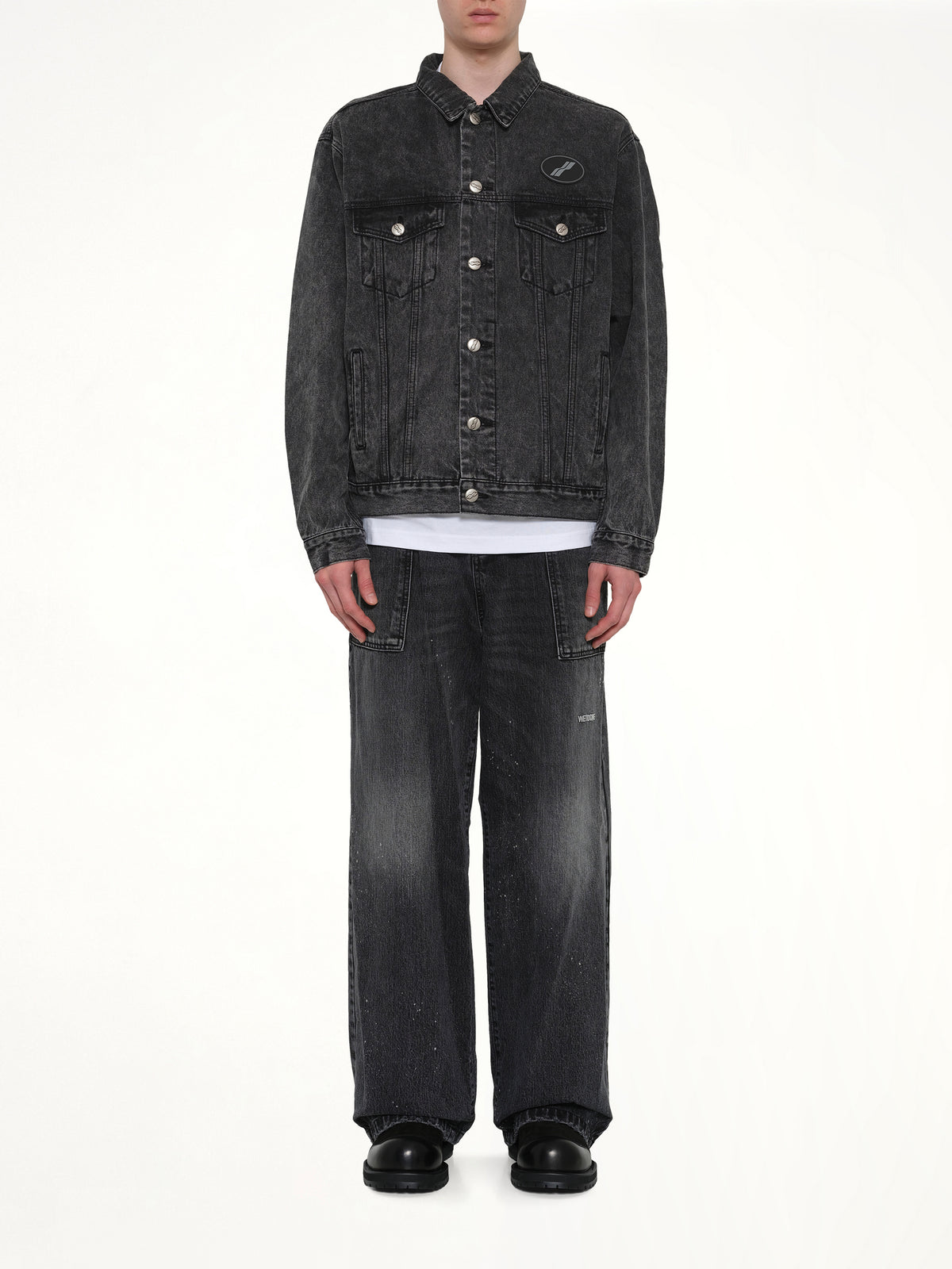 Oversized Denim Jacket in Washed Black