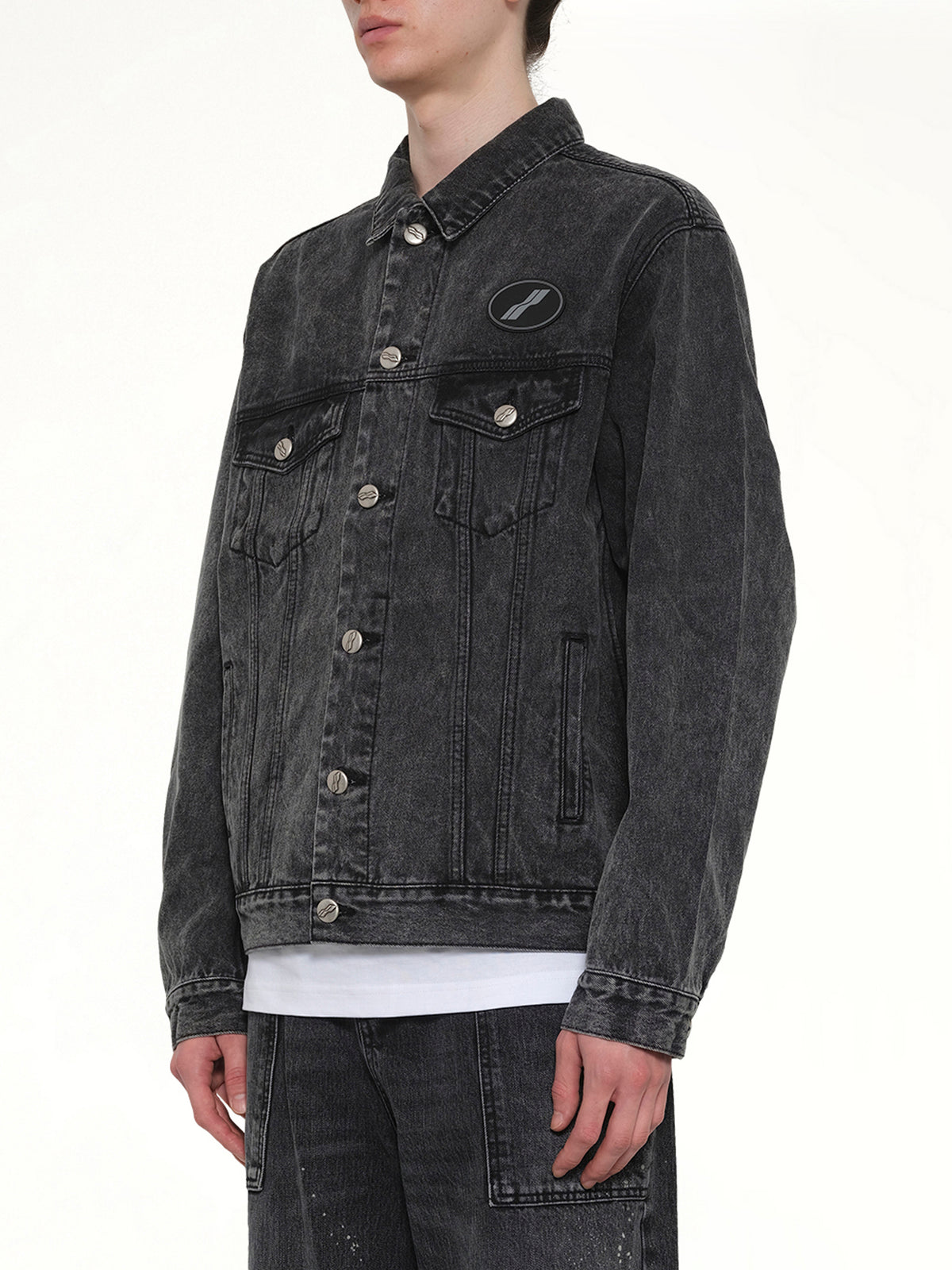 Oversized Denim Jacket in Washed Black