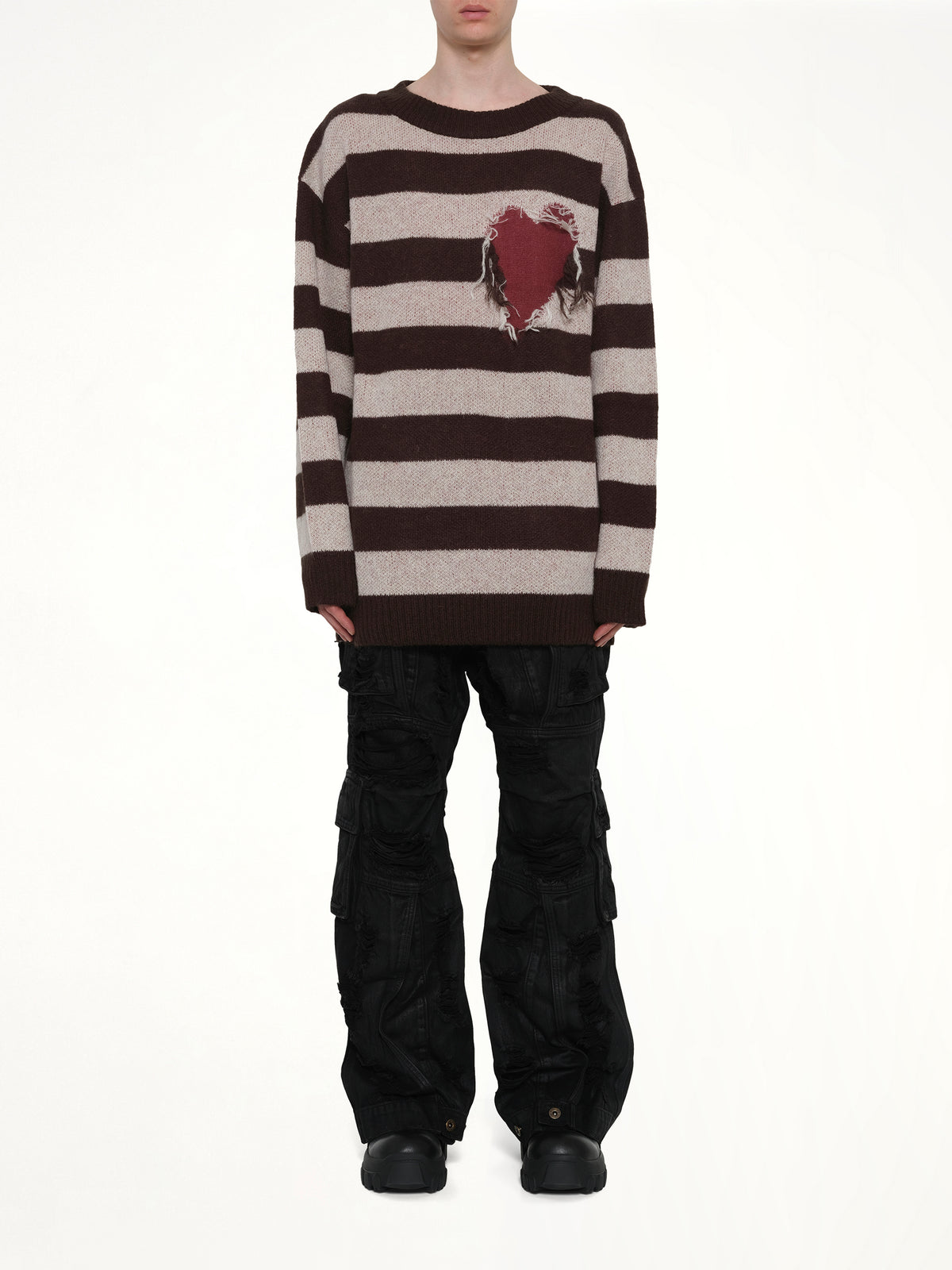 Grunge Stripe Pullover in Brown